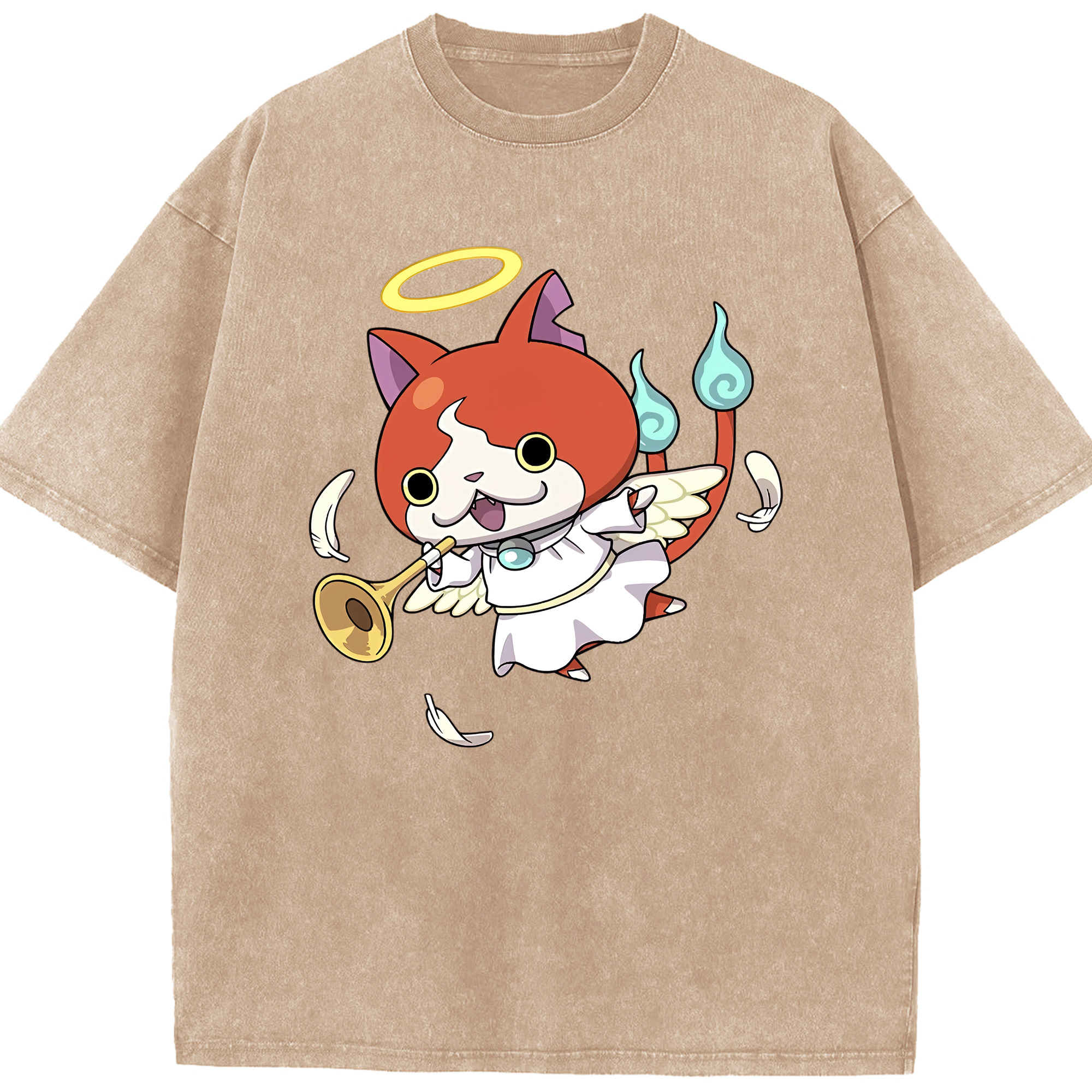 （画像用） 妖怪ウォッチ Yo-kai Watch 綿100% ヴィンテージ風 半袖Tシャツ（フロントプリント）