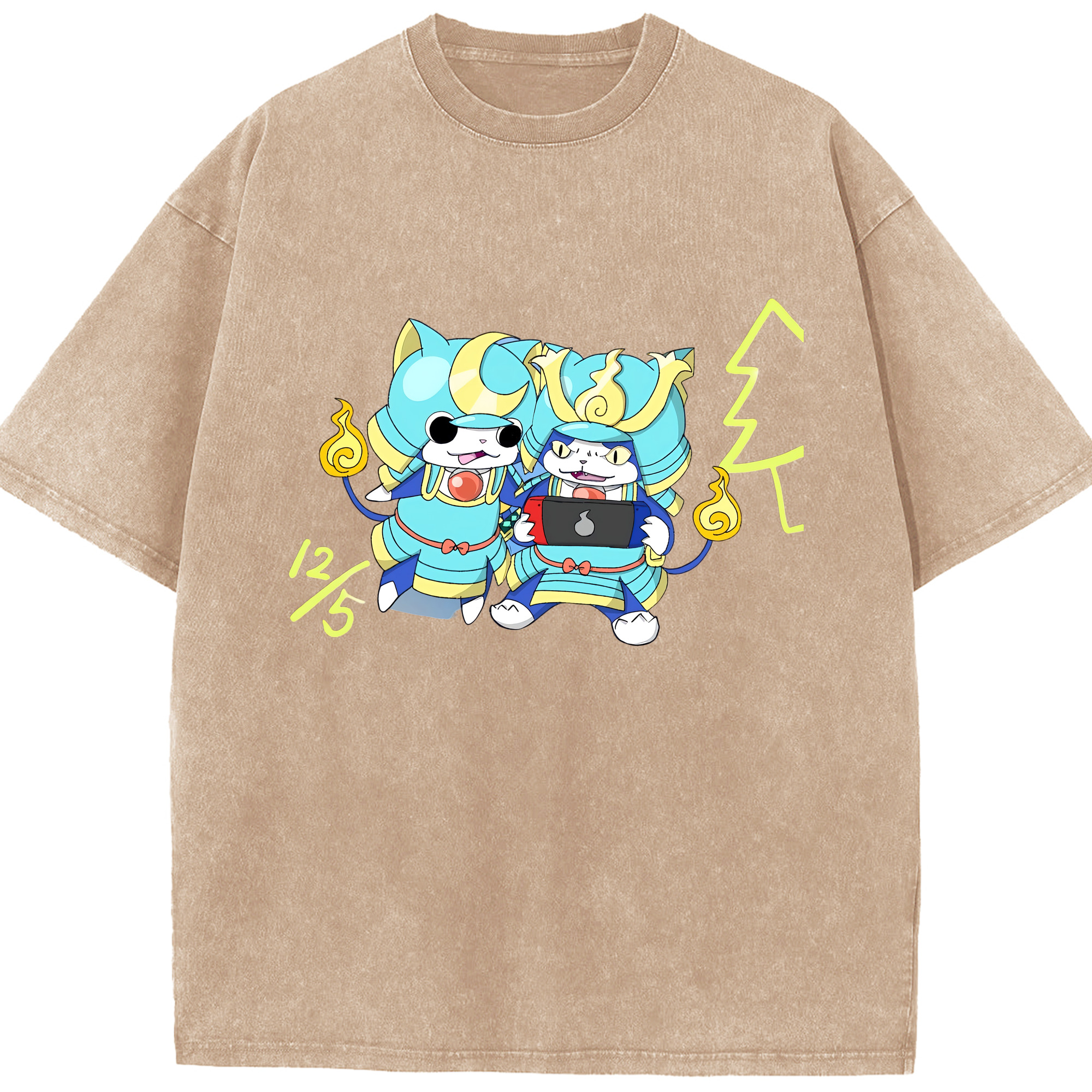 （画像用） 妖怪ウォッチ Yo-kai Watch 綿100% ヴィンテージ風 半袖Tシャツ（フロントプリント）