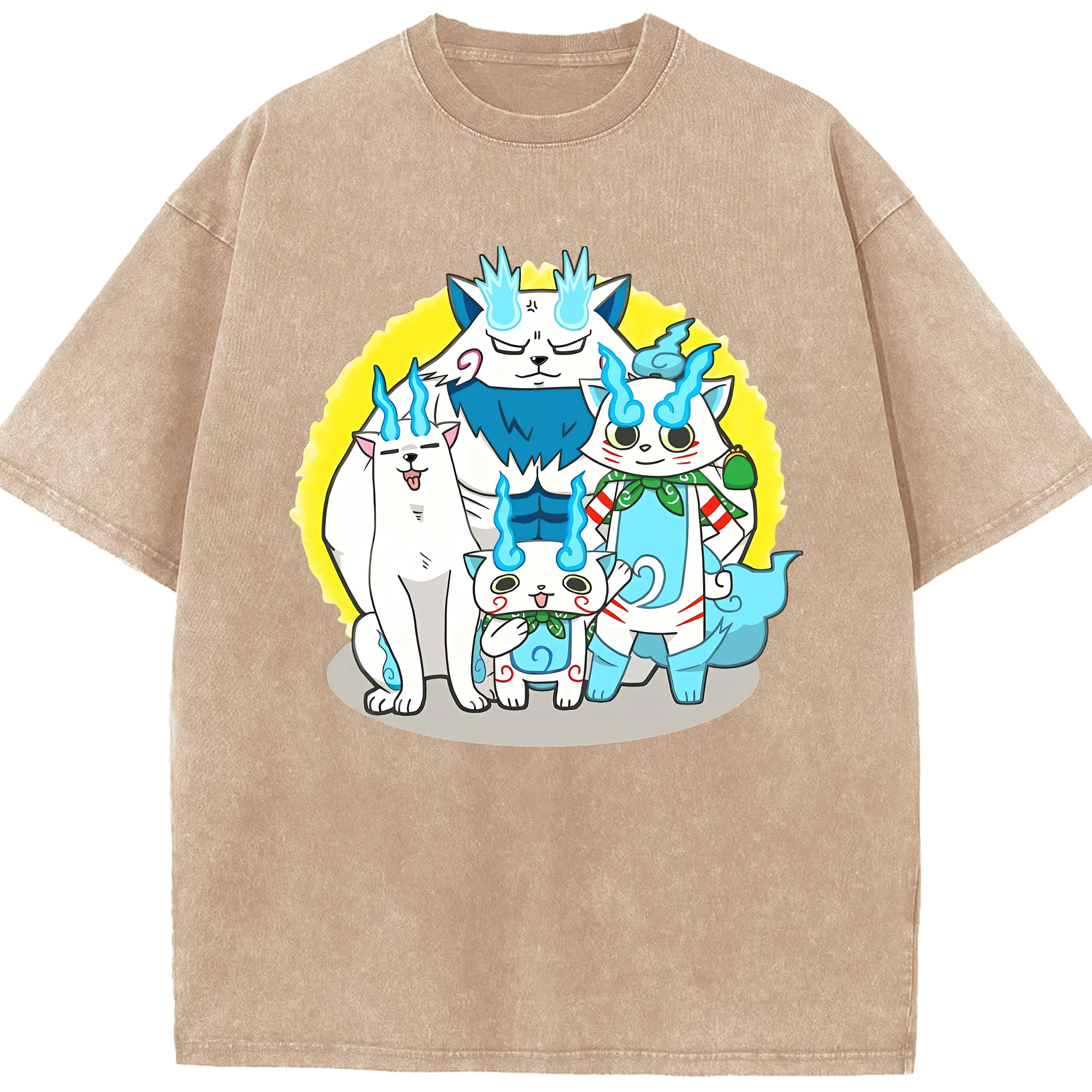 （画像用） 妖怪ウォッチ Yo-kai Watch 綿100% ヴィンテージ風 半袖Tシャツ（フロントプリント）
