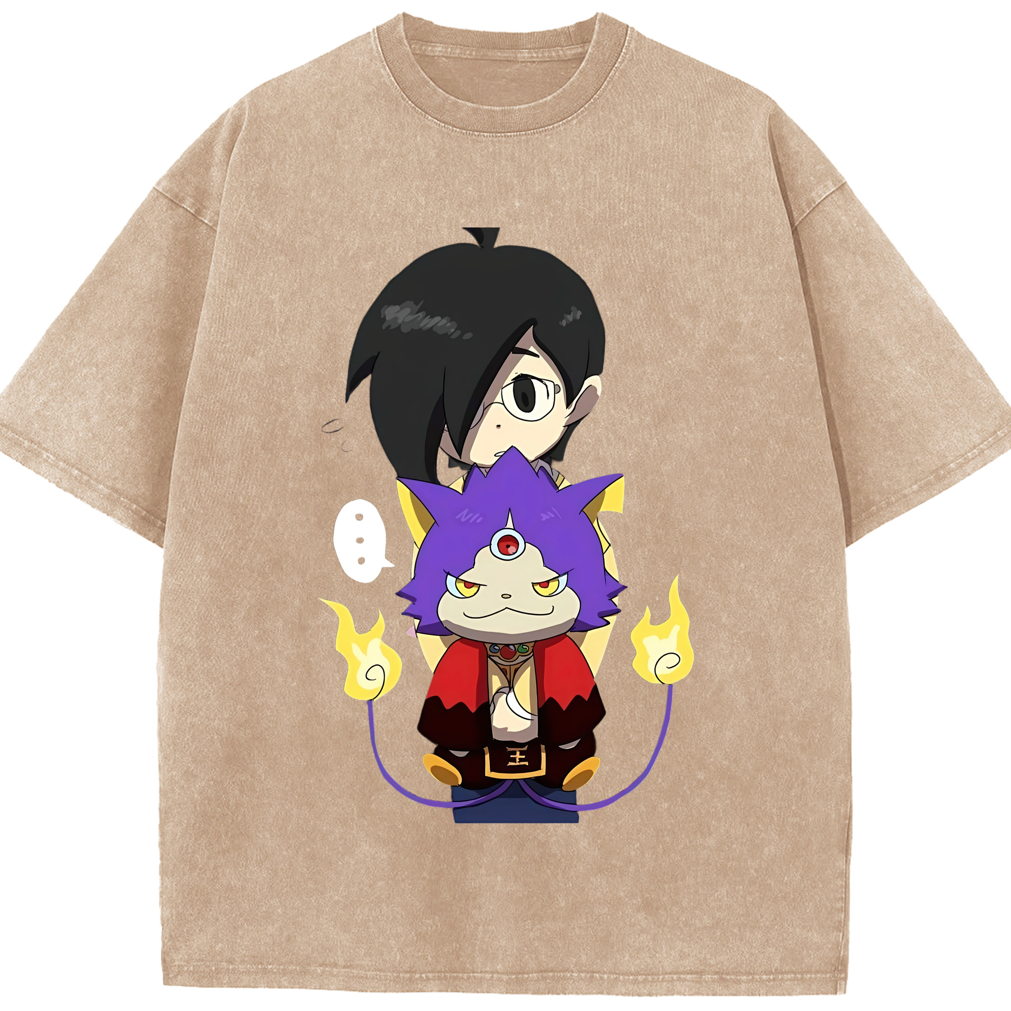 （画像用） 妖怪ウォッチ Yo-kai Watch 綿100% ヴィンテージ風 半袖Tシャツ（フロントプリント）