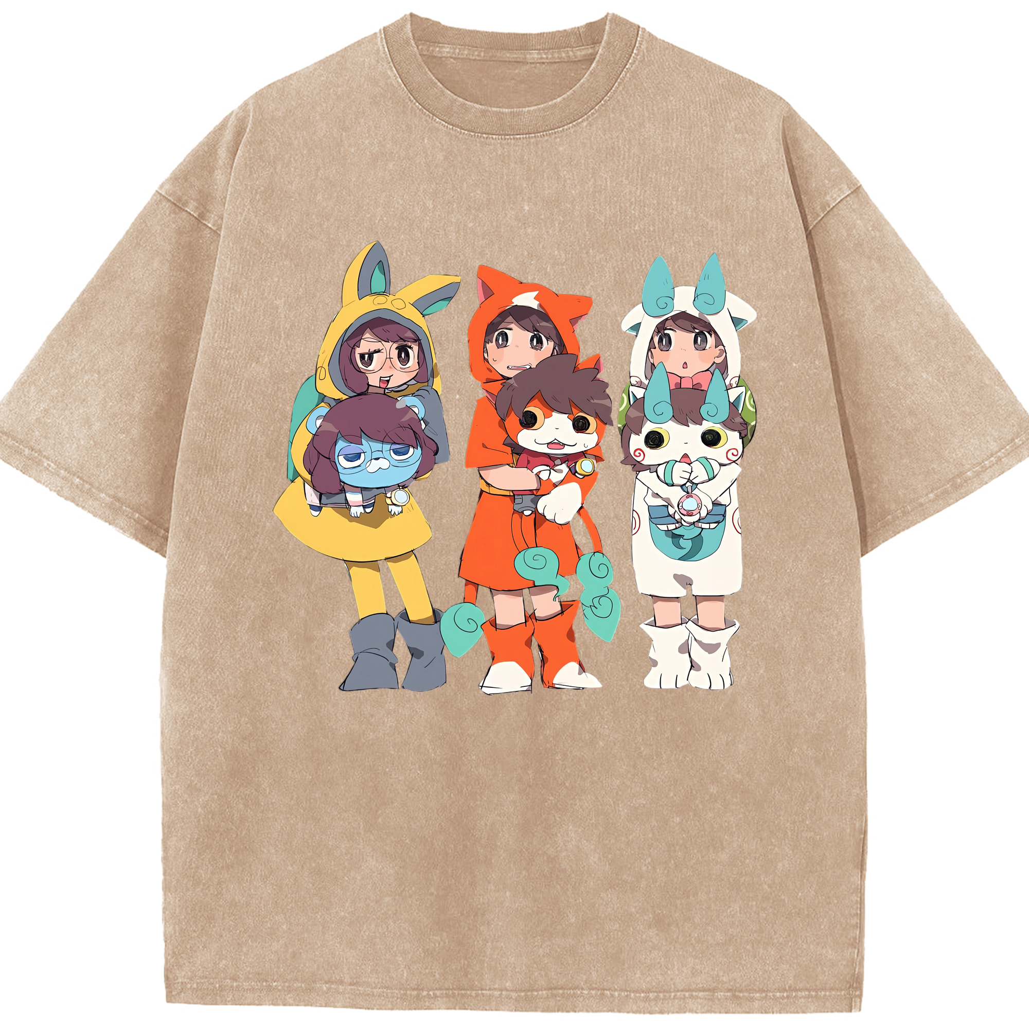 （画像用） 妖怪ウォッチ Yo-kai Watch 綿100% ヴィンテージ風 半袖Tシャツ（フロントプリント）