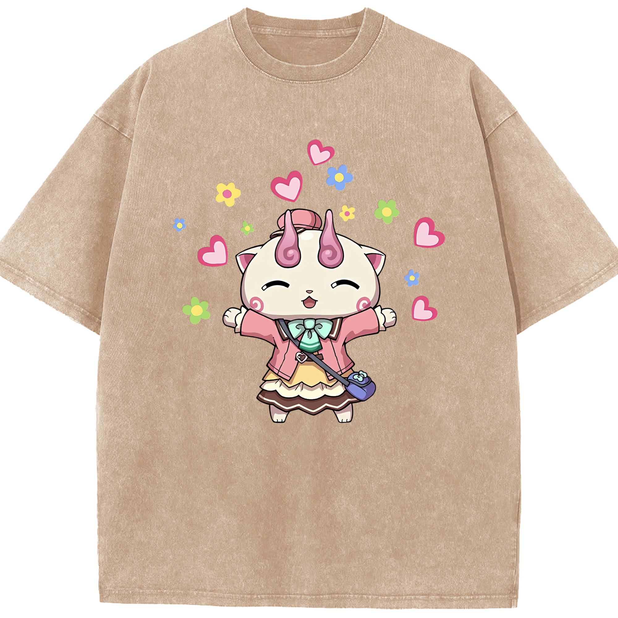 （画像用） 妖怪ウォッチ Yo-kai Watch 綿100% ヴィンテージ風 半袖Tシャツ（フロントプリント）