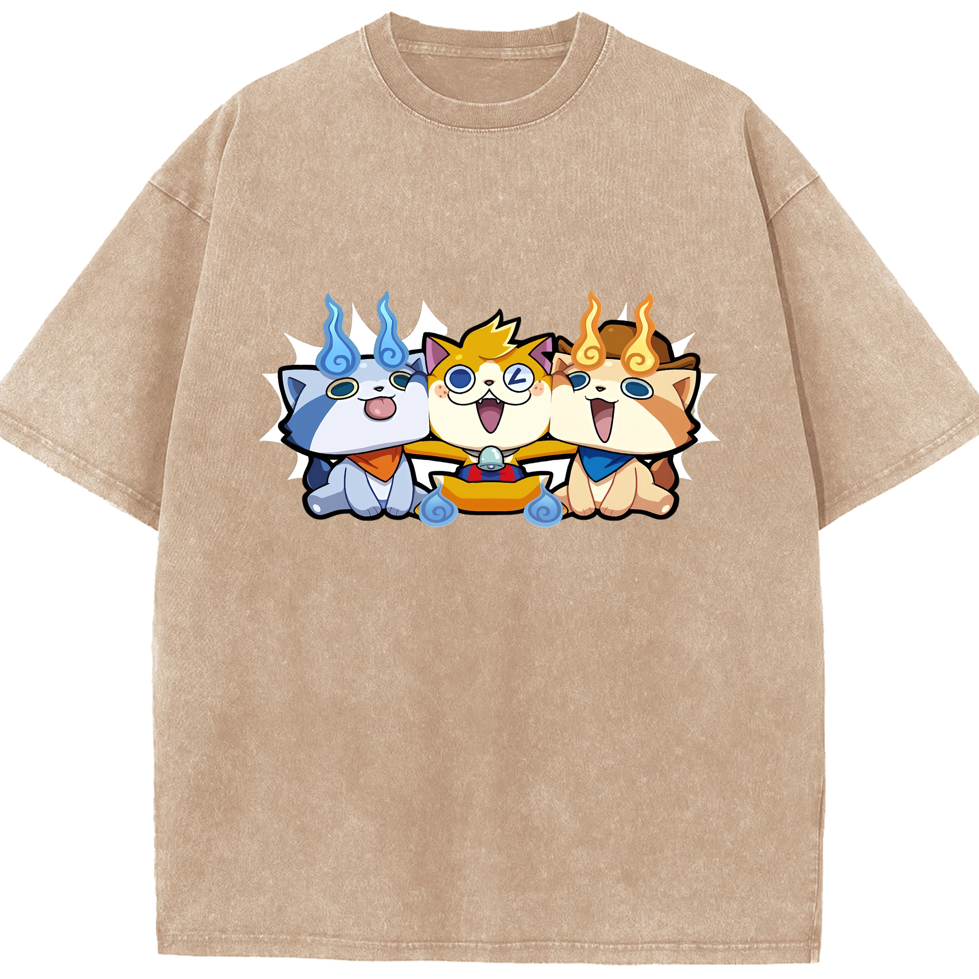 （画像用） 妖怪ウォッチ Yo-kai Watch 綿100% ヴィンテージ風 半袖Tシャツ（フロントプリント）