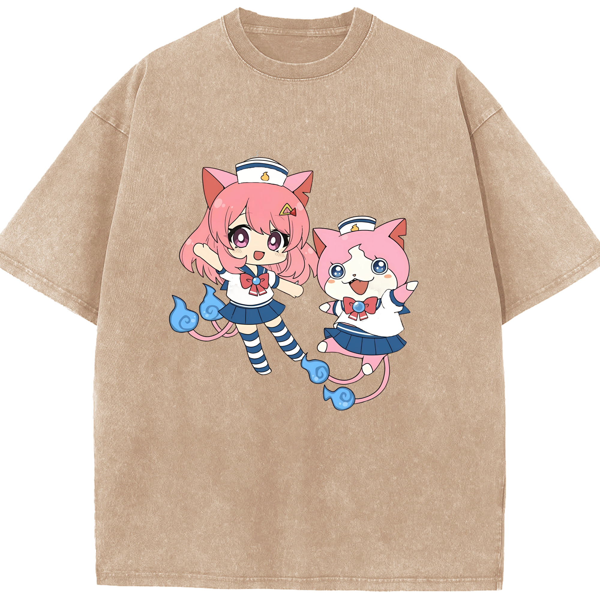 （画像用） 妖怪ウォッチ Yo-kai Watch 綿100% ヴィンテージ風 半袖Tシャツ（フロントプリント）