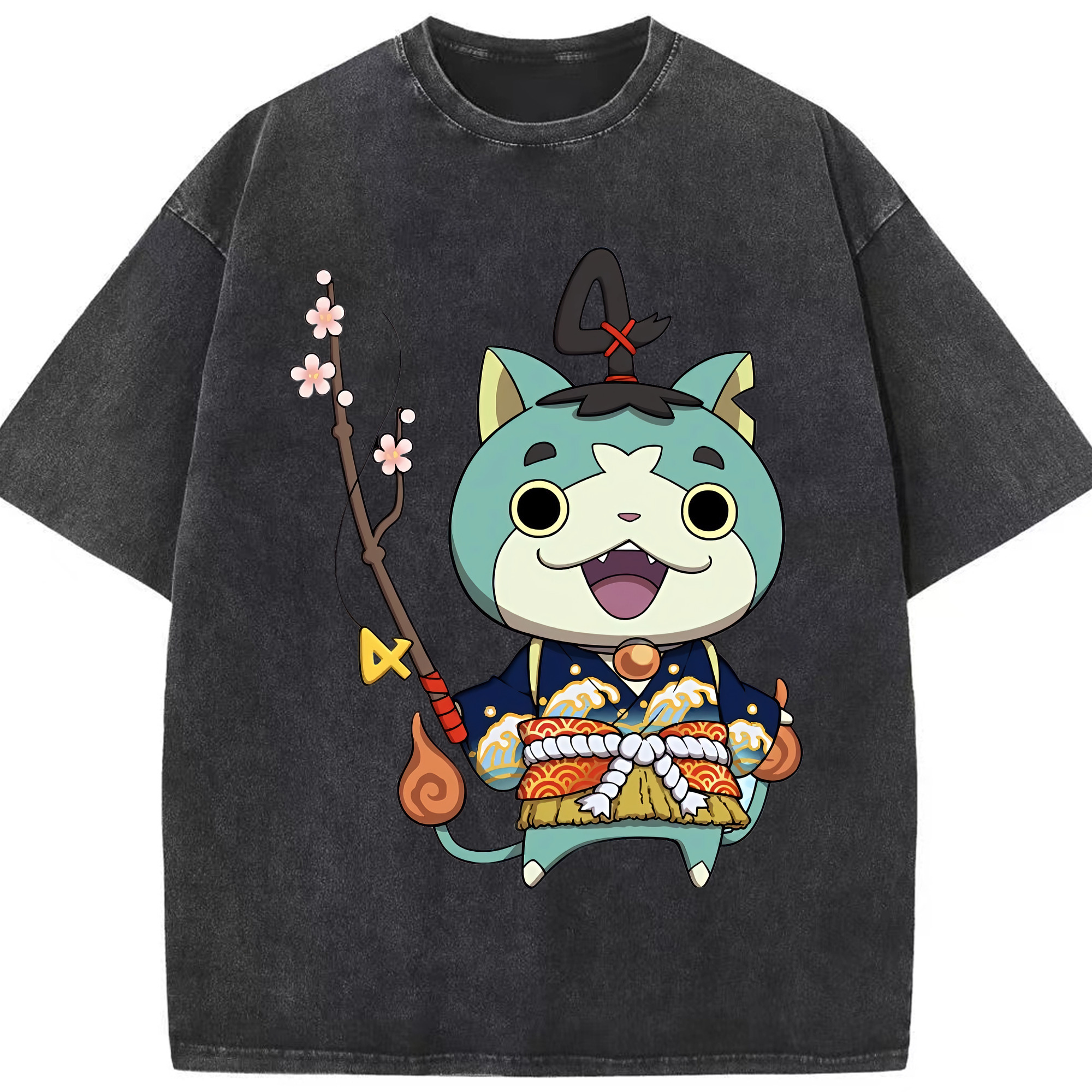 （画像用） 妖怪ウォッチ Yo-kai Watch 綿100% ヴィンテージ風 半袖Tシャツ（フロントプリント）