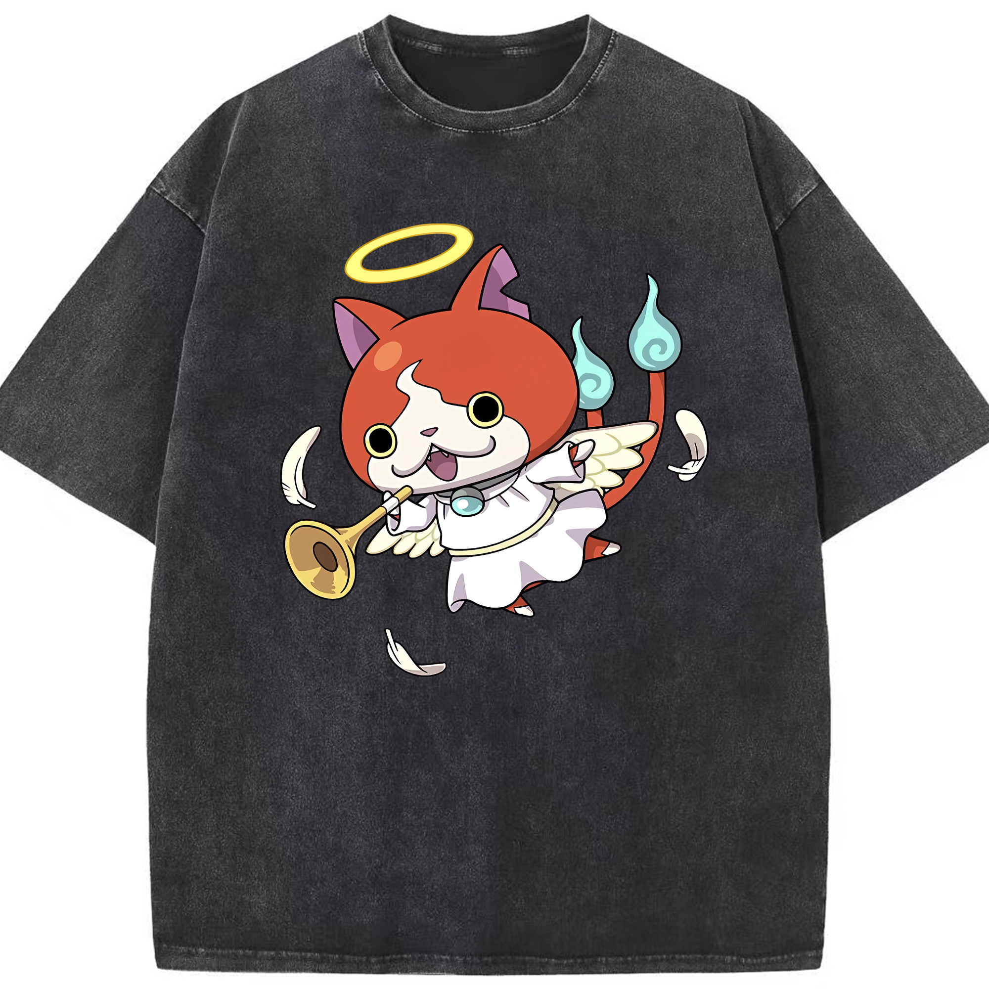 （画像用） 妖怪ウォッチ Yo-kai Watch 綿100% ヴィンテージ風 半袖Tシャツ（フロントプリント）