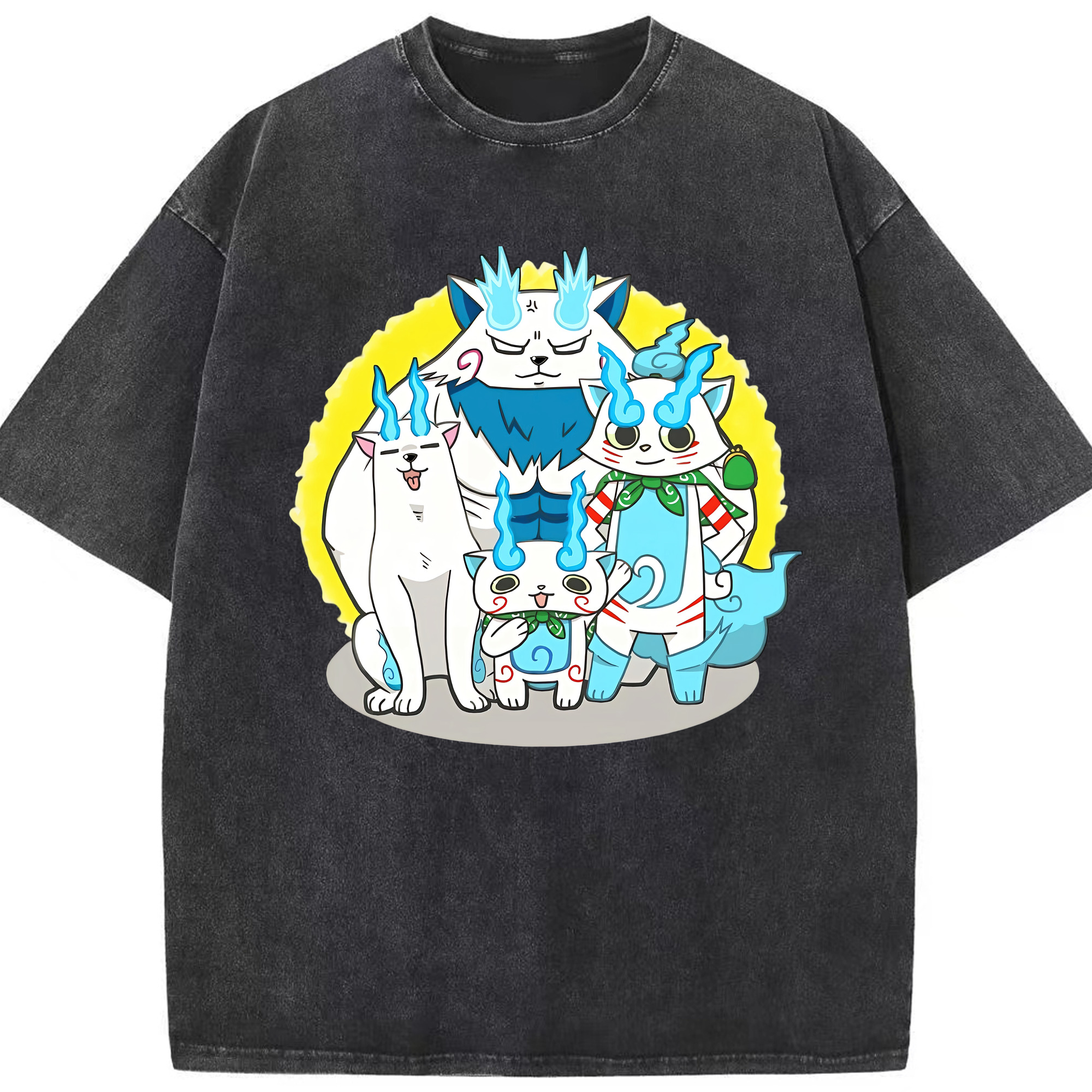 （画像用） 妖怪ウォッチ Yo-kai Watch 綿100% ヴィンテージ風 半袖Tシャツ（フロントプリント）