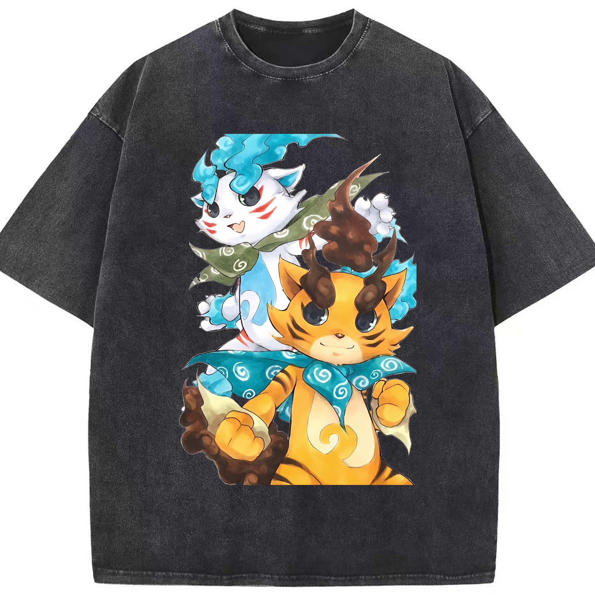 （画像用） 妖怪ウォッチ Yo-kai Watch 綿100% ヴィンテージ風 半袖Tシャツ（フロントプリント）