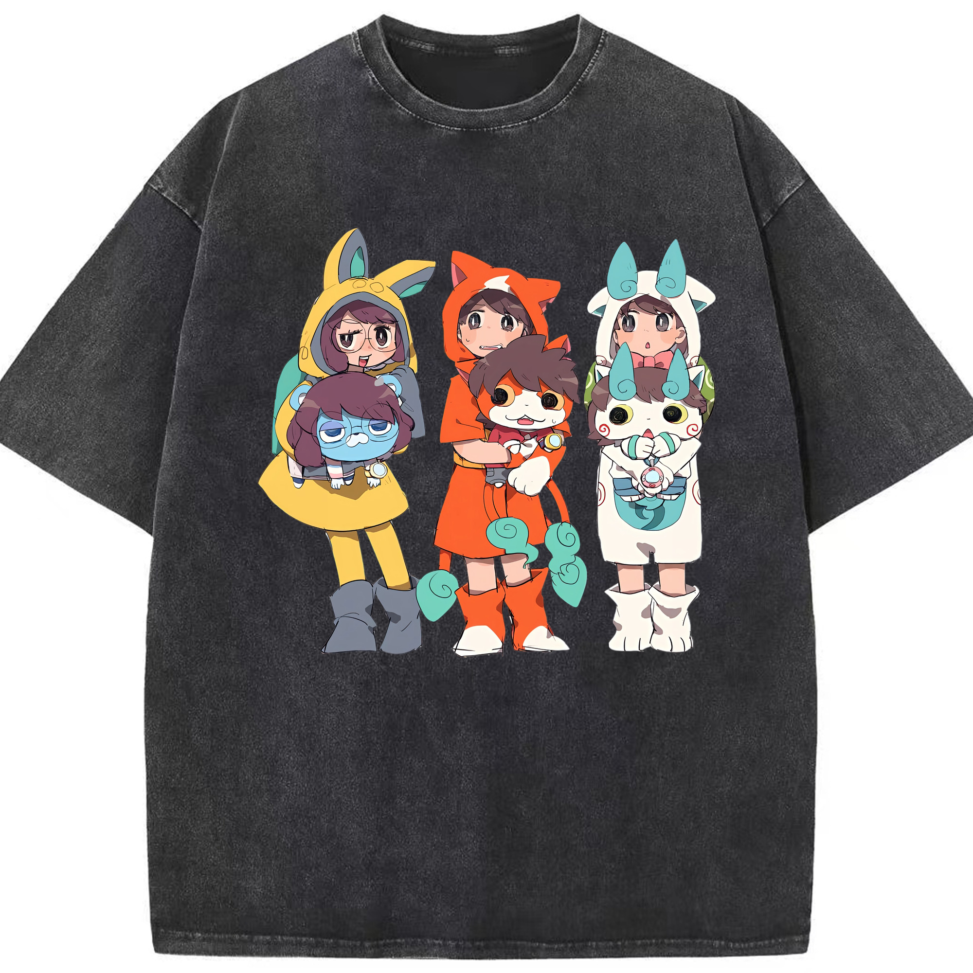 （画像用） 妖怪ウォッチ Yo-kai Watch 綿100% ヴィンテージ風 半袖Tシャツ（フロントプリント）