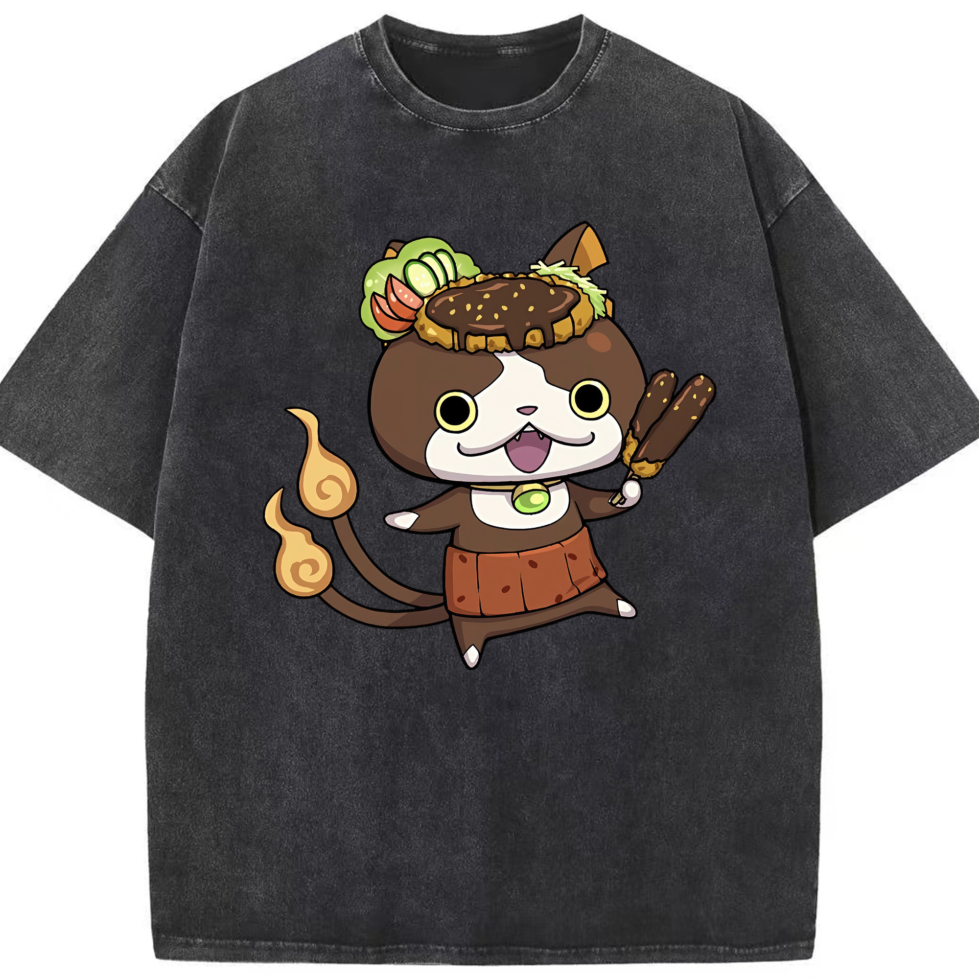 （画像用） 妖怪ウォッチ Yo-kai Watch 綿100% ヴィンテージ風 半袖Tシャツ（フロントプリント）