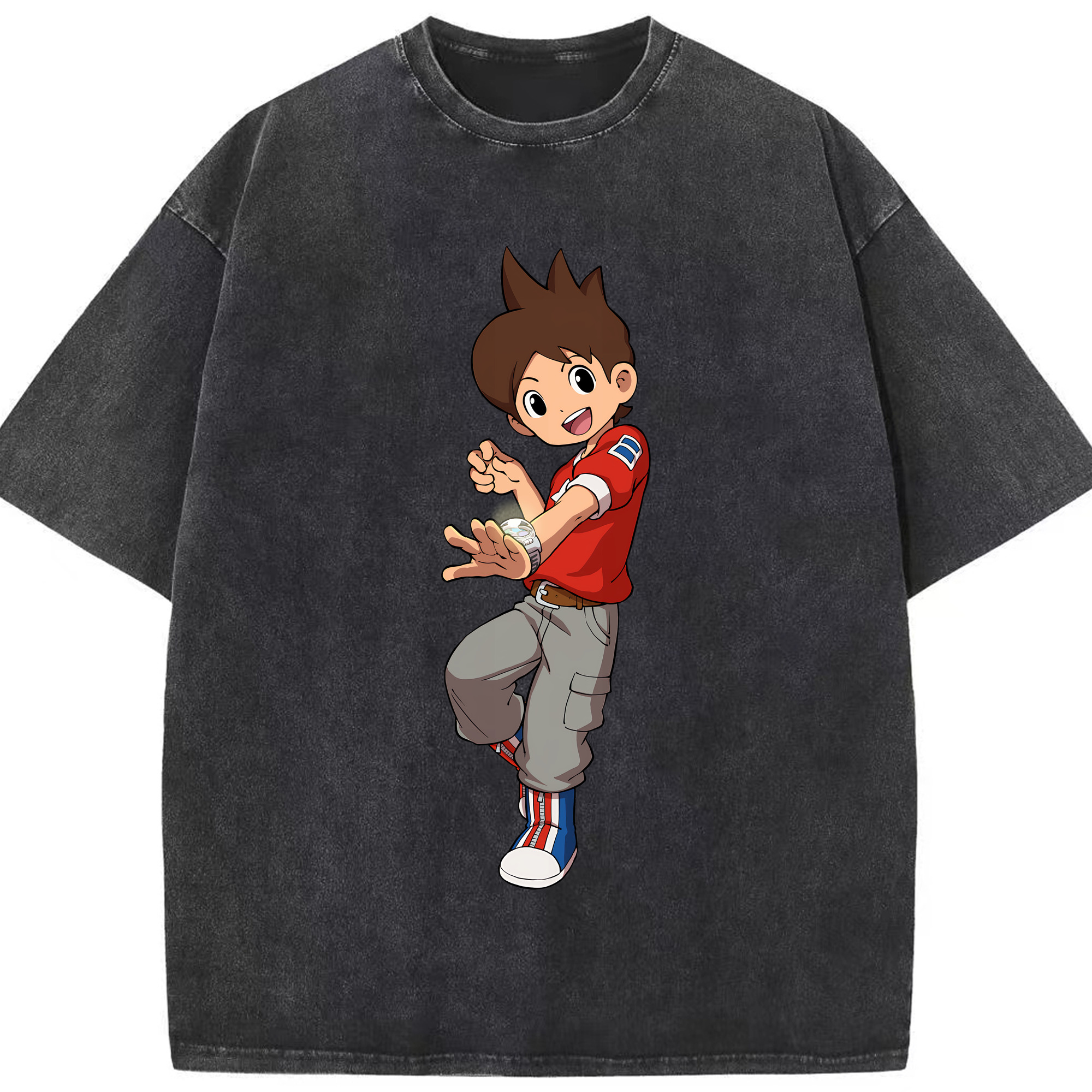 （画像用） 妖怪ウォッチ Yo-kai Watch 綿100% ヴィンテージ風 半袖Tシャツ（フロントプリント）
