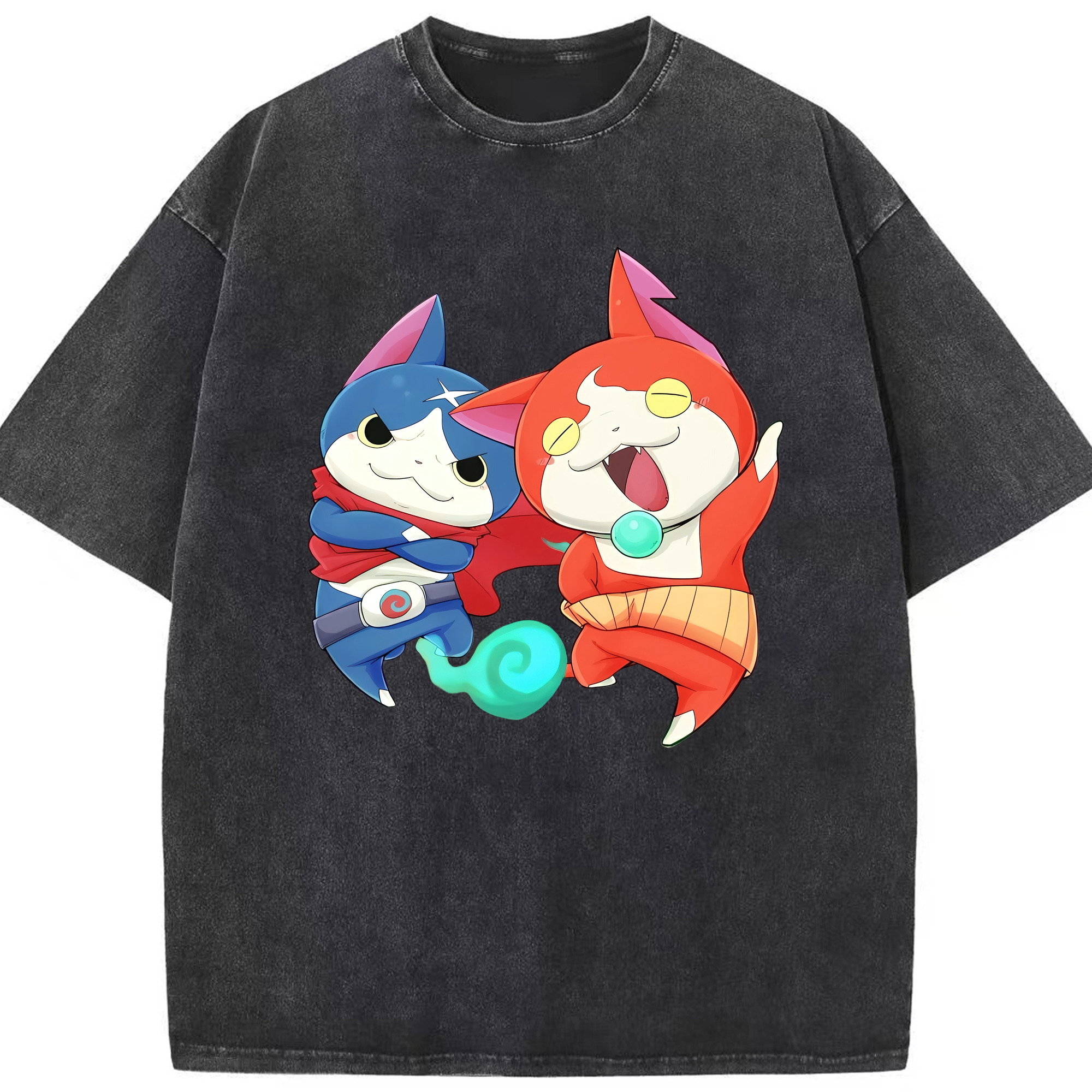 （画像用） 妖怪ウォッチ Yo-kai Watch 綿100% ヴィンテージ風 半袖Tシャツ（フロントプリント）
