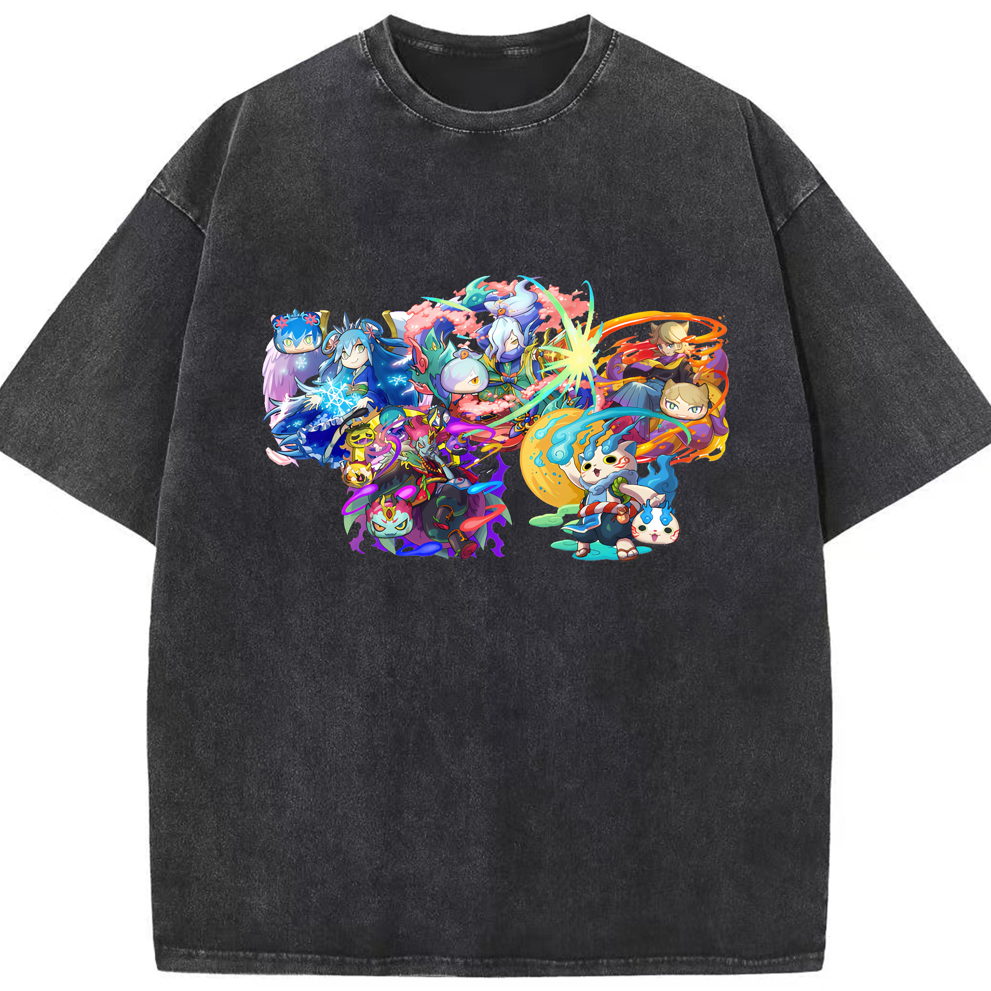 （画像用） 妖怪ウォッチ Yo-kai Watch 綿100% ヴィンテージ風 半袖Tシャツ（フロントプリント）