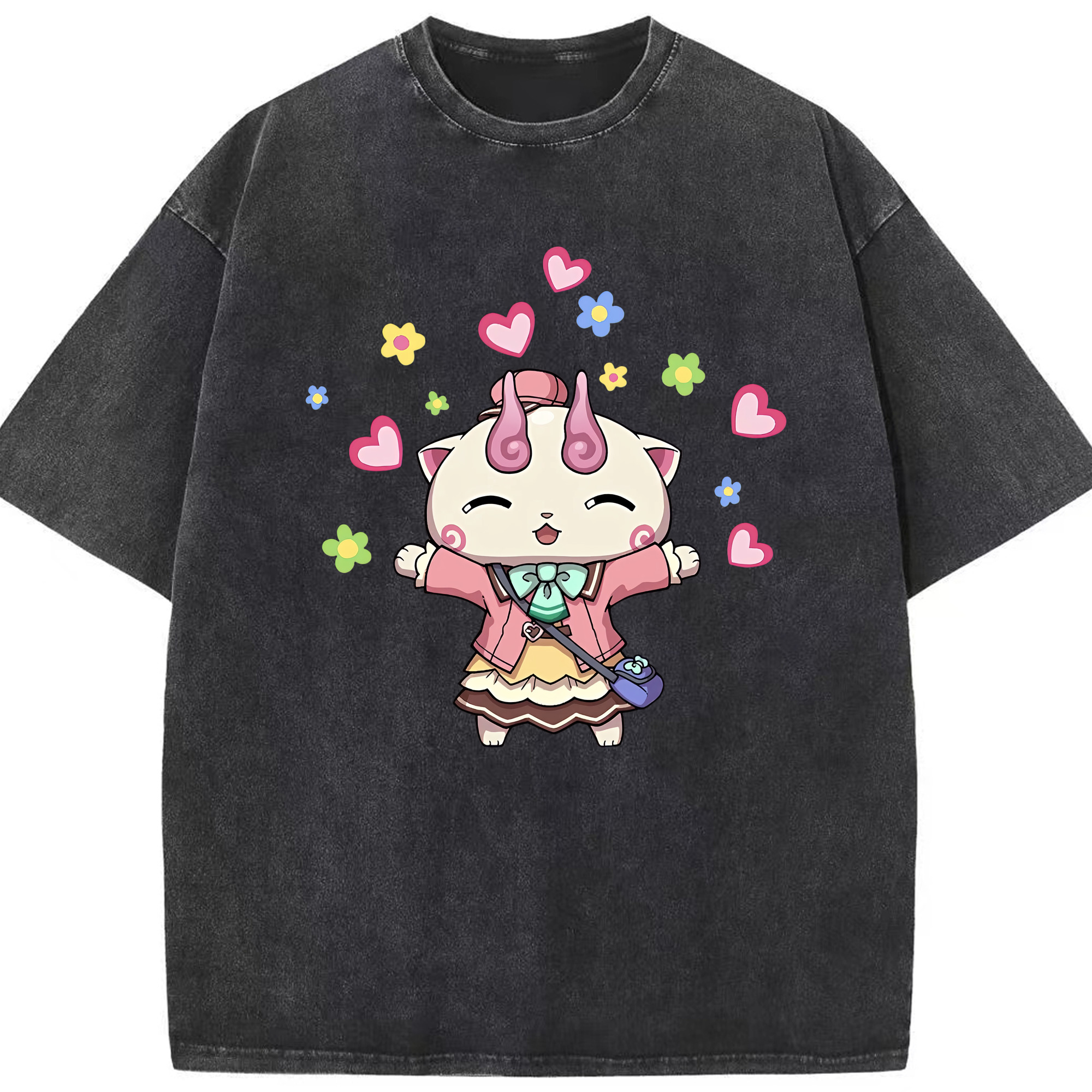 （画像用） 妖怪ウォッチ Yo-kai Watch 綿100% ヴィンテージ風 半袖Tシャツ（フロントプリント）
