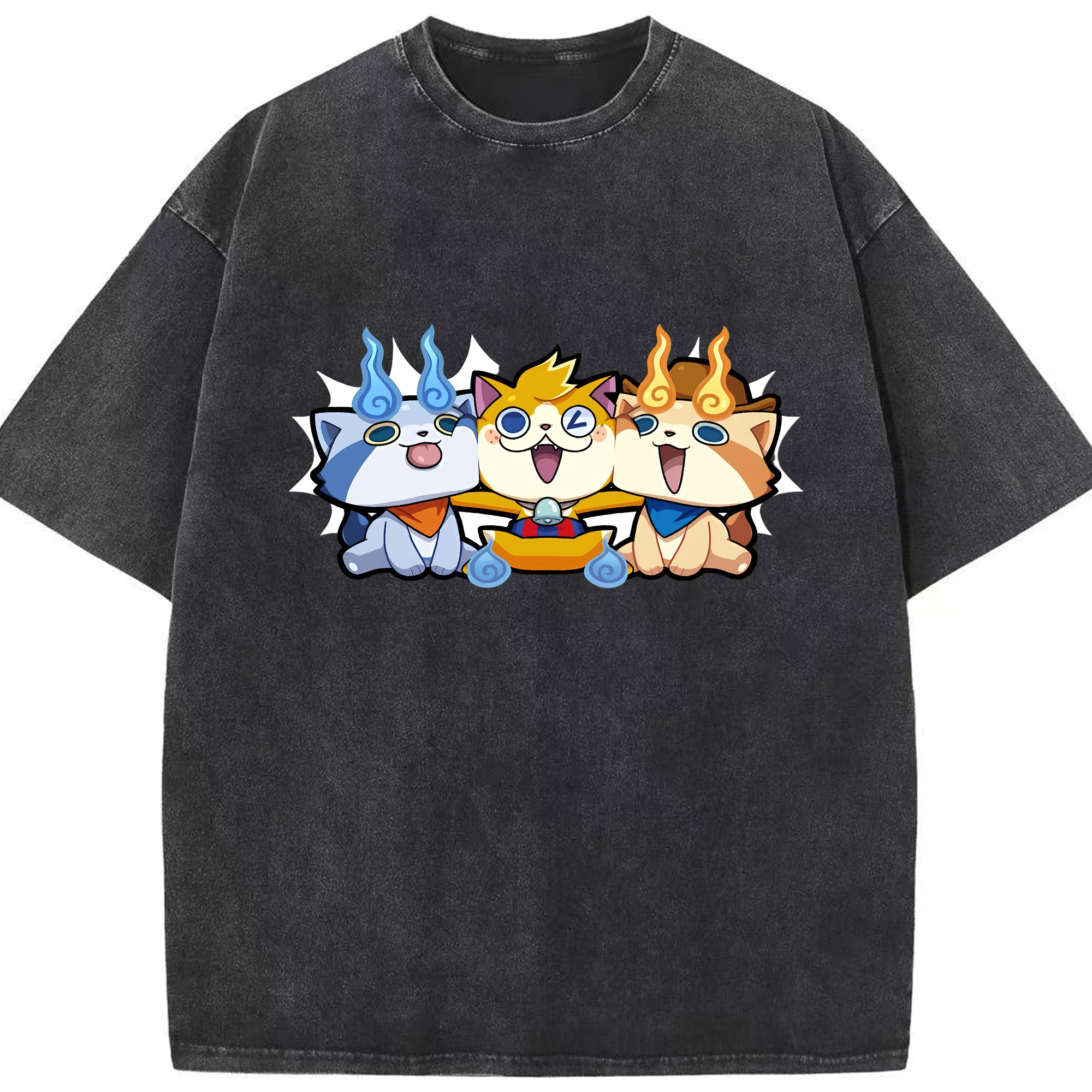 （画像用） 妖怪ウォッチ Yo-kai Watch 綿100% ヴィンテージ風 半袖Tシャツ（フロントプリント）