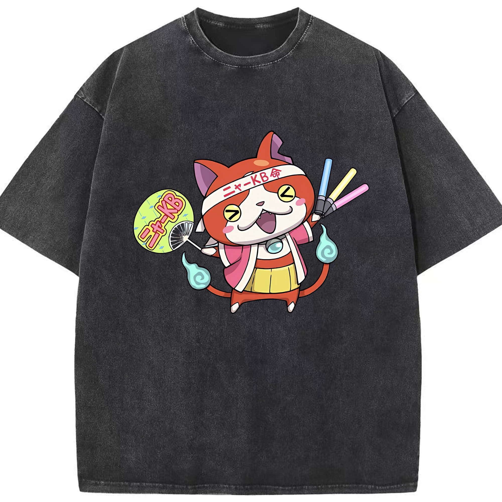 （画像用） 妖怪ウォッチ Yo-kai Watch 綿100% ヴィンテージ風 半袖Tシャツ（フロントプリント）