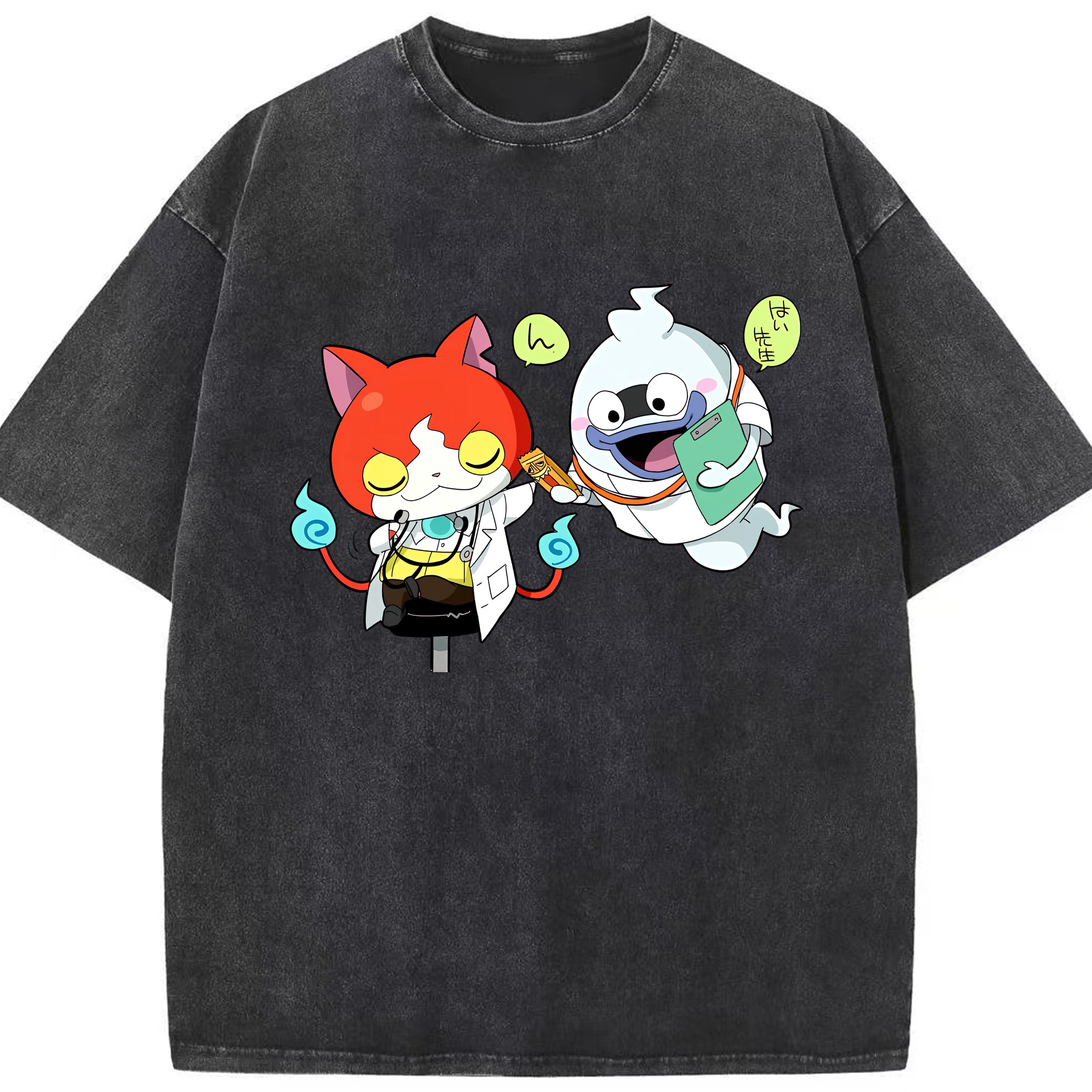 （画像用） 妖怪ウォッチ Yo-kai Watch 綿100% ヴィンテージ風 半袖Tシャツ（フロントプリント）