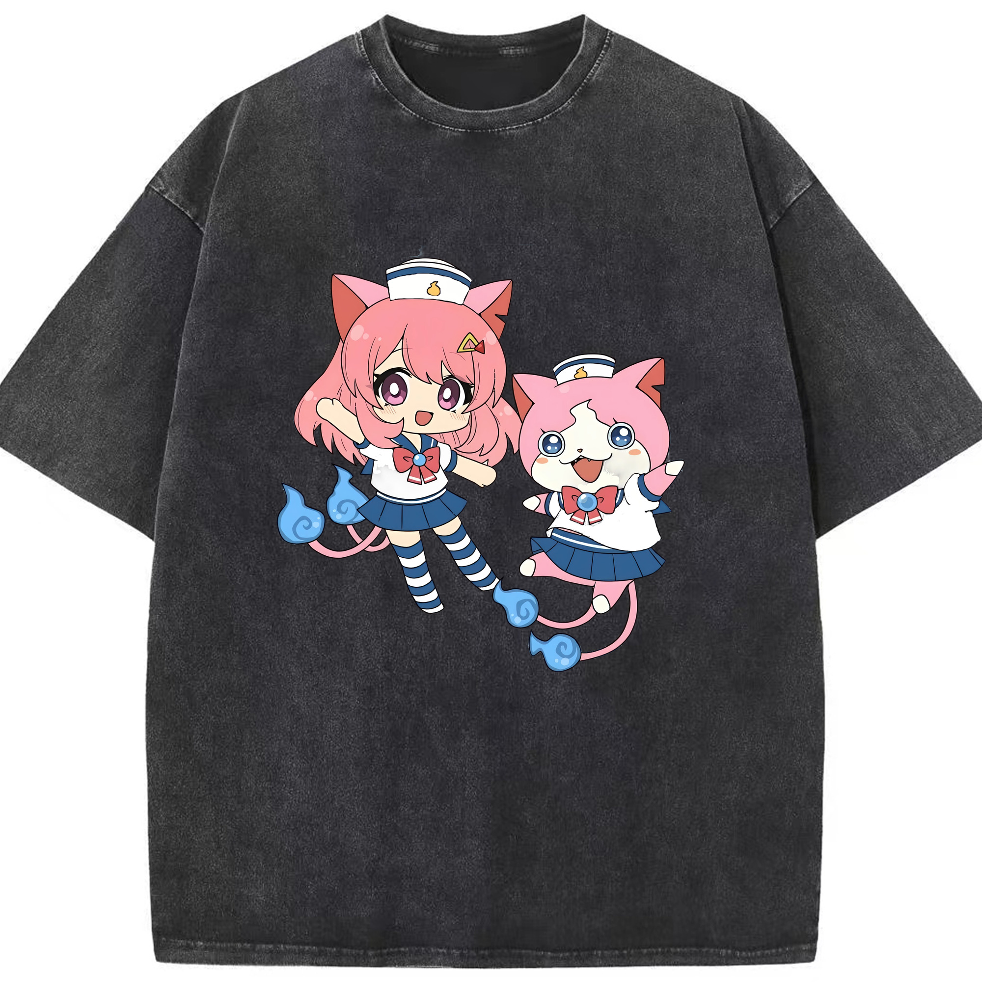 （画像用） 妖怪ウォッチ Yo-kai Watch 綿100% ヴィンテージ風 半袖Tシャツ（フロントプリント）