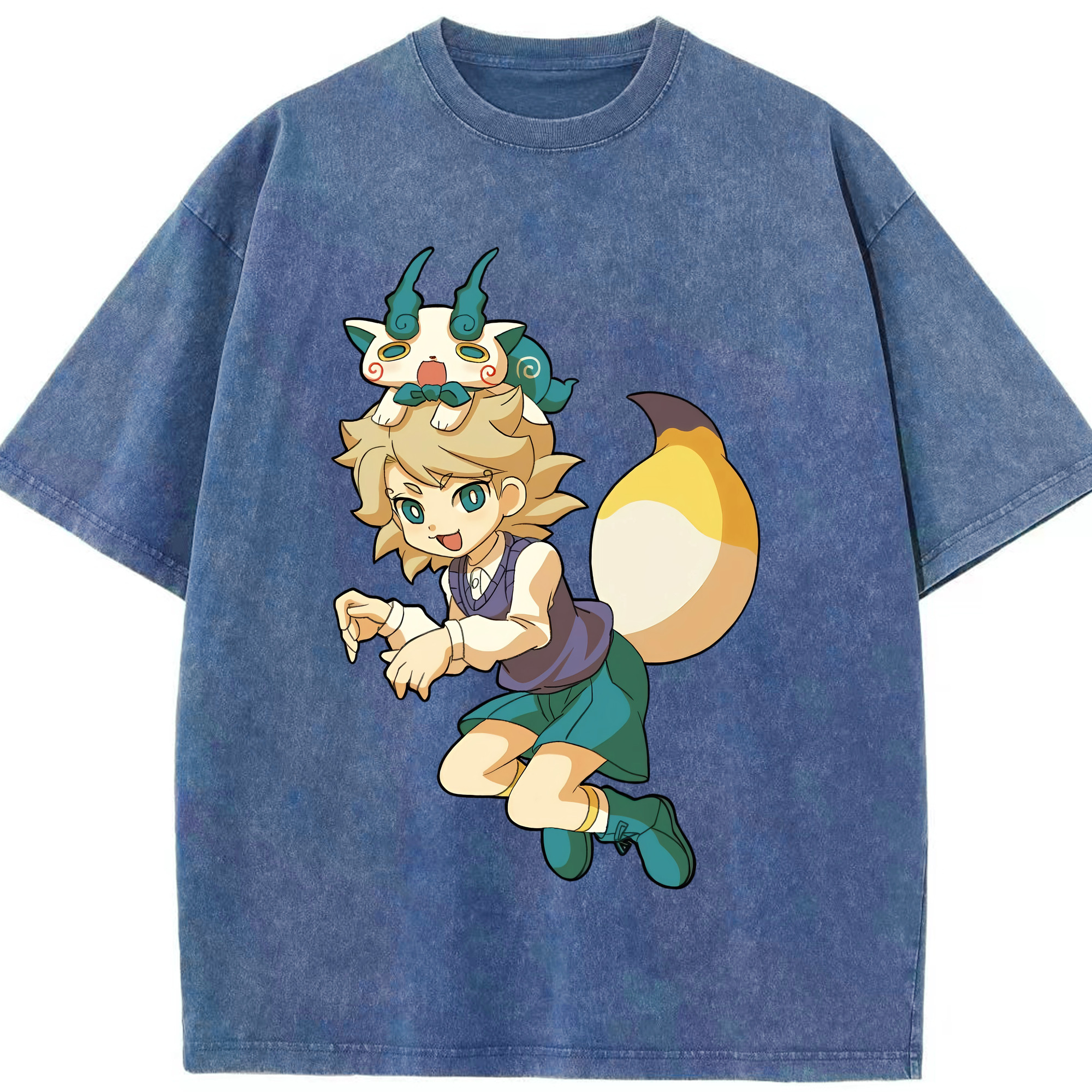 （画像用） 妖怪ウォッチ Yo-kai Watch 綿100% ヴィンテージ風 半袖Tシャツ（フロントプリント）