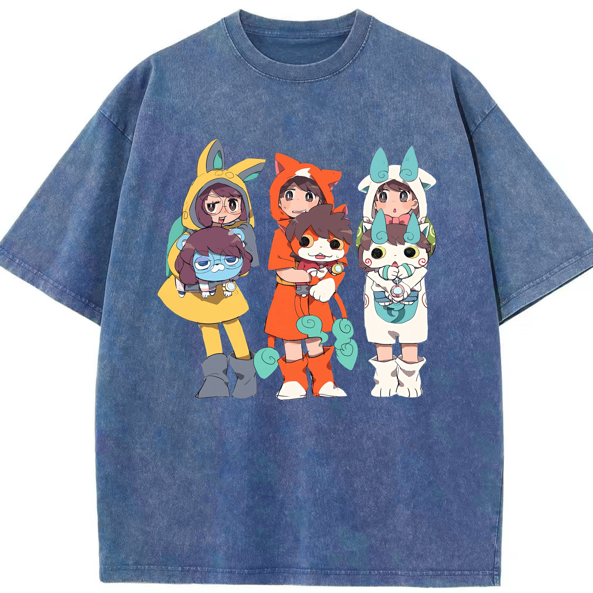 （画像用） 妖怪ウォッチ Yo-kai Watch 綿100% ヴィンテージ風 半袖Tシャツ（フロントプリント）