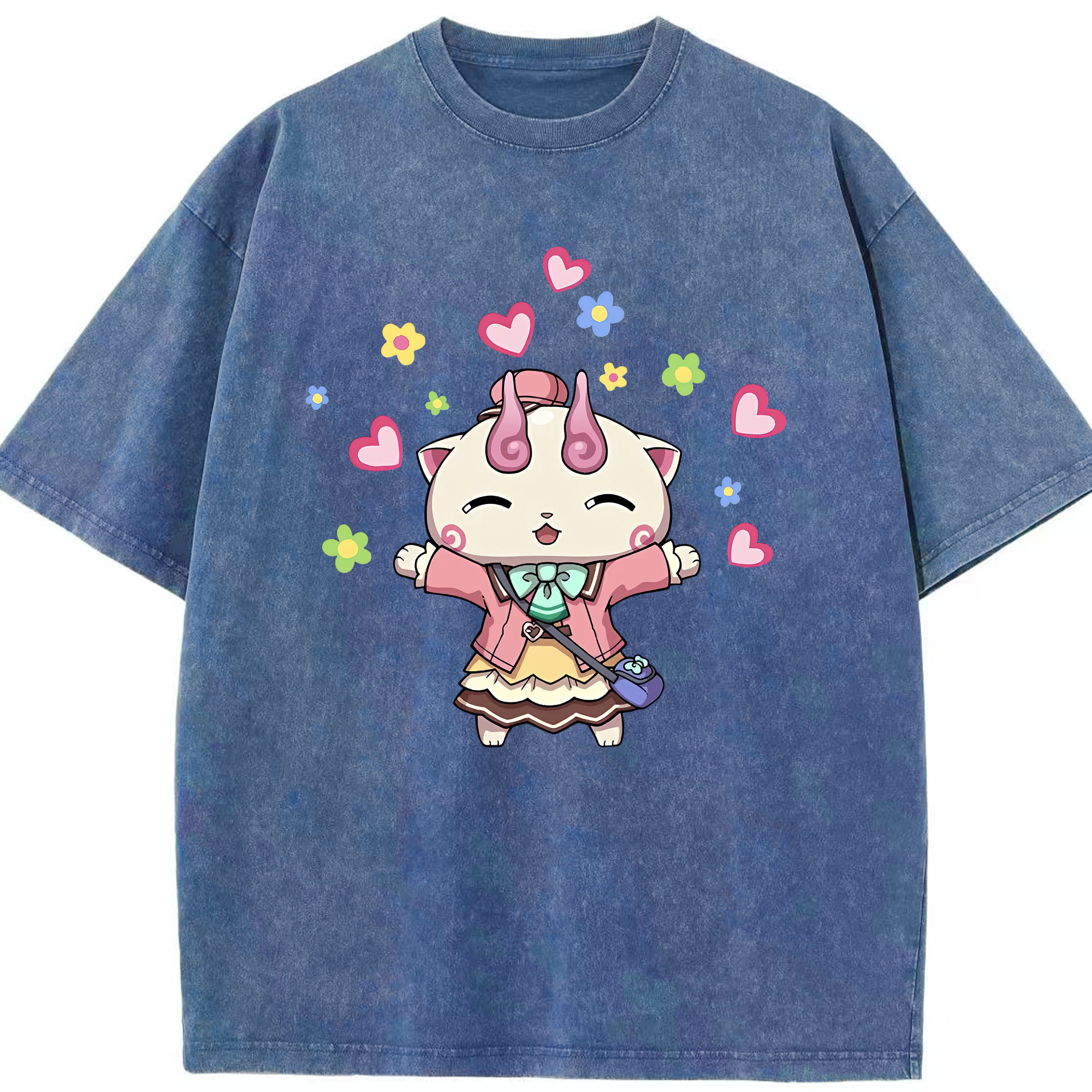 （画像用） 妖怪ウォッチ Yo-kai Watch 綿100% ヴィンテージ風 半袖Tシャツ（フロントプリント）