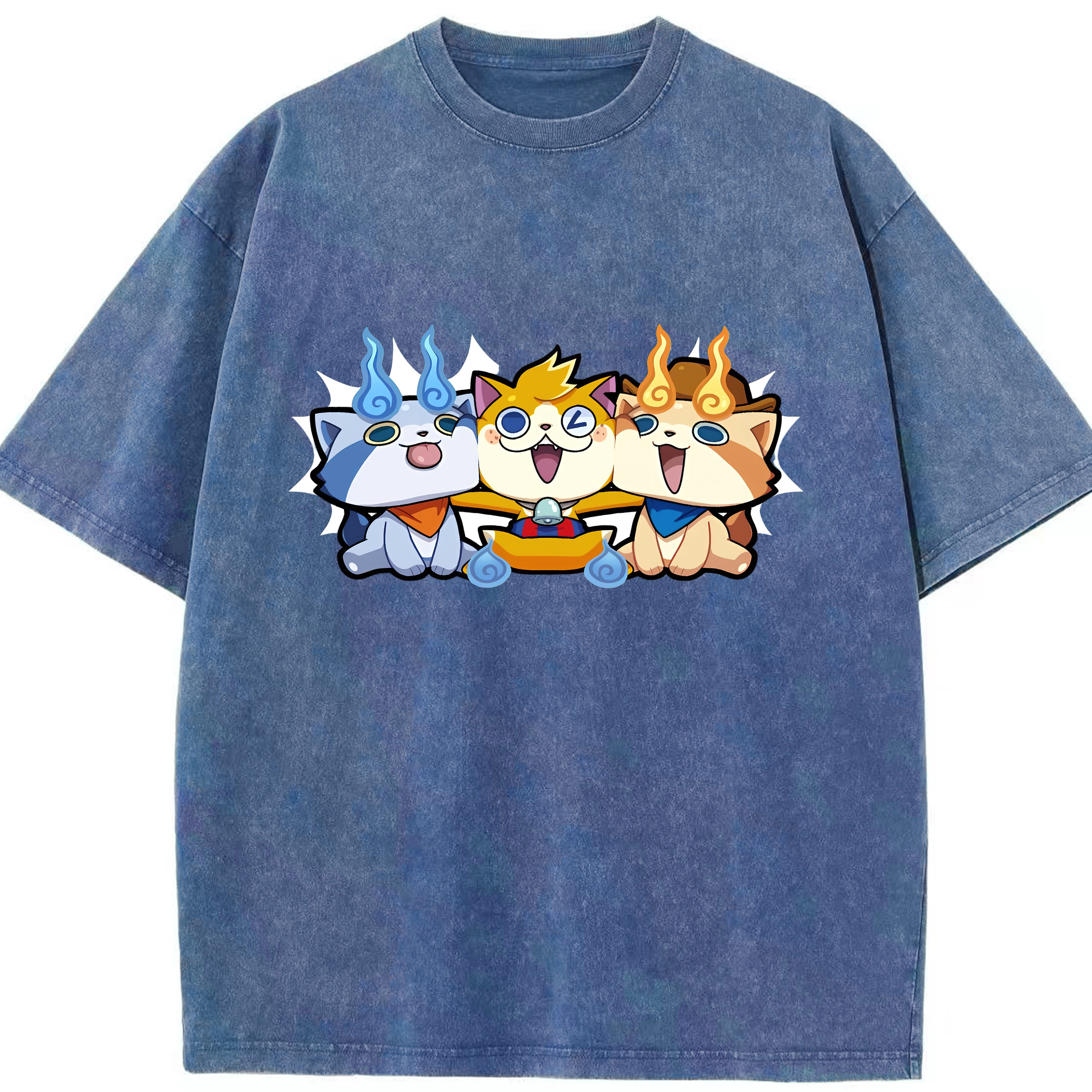 （画像用） 妖怪ウォッチ Yo-kai Watch 綿100% ヴィンテージ風 半袖Tシャツ（フロントプリント）