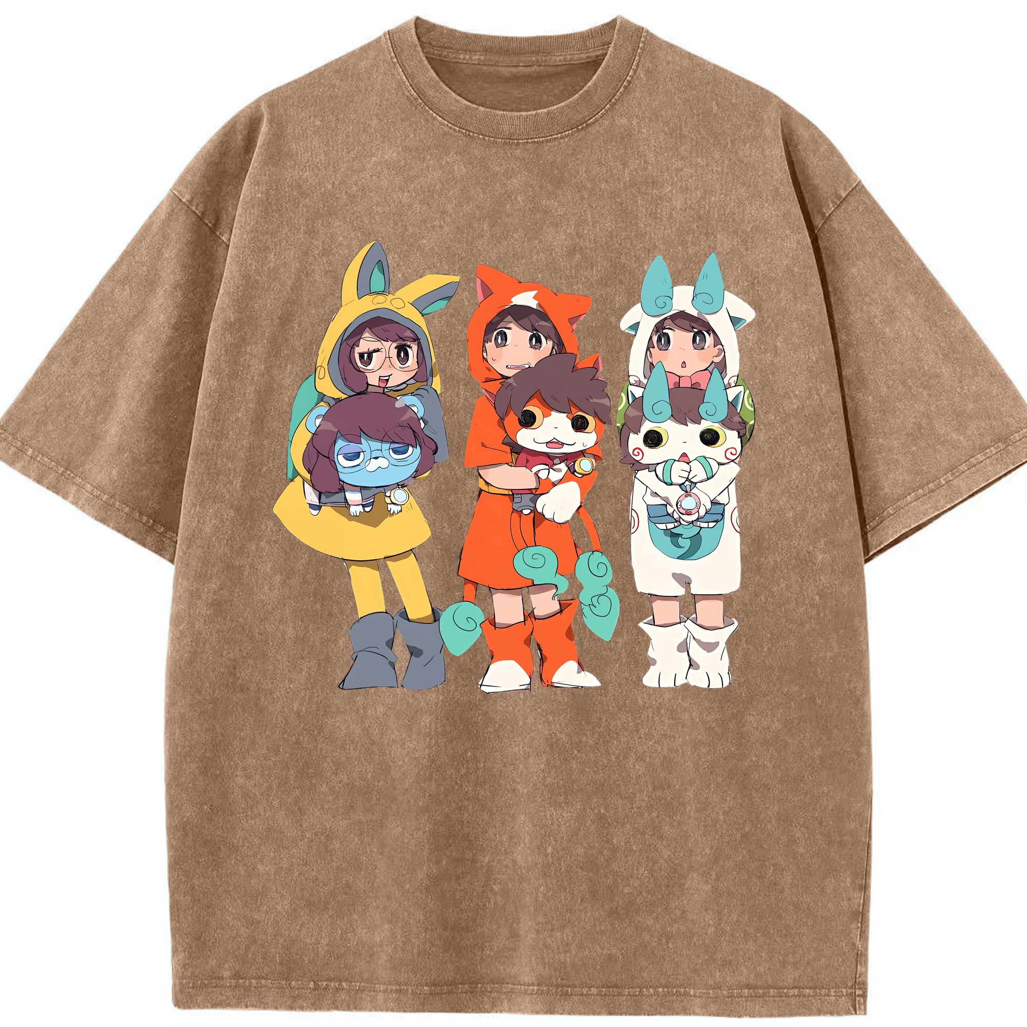 （画像用） 妖怪ウォッチ Yo-kai Watch 綿100% ヴィンテージ風 半袖Tシャツ（フロントプリント）