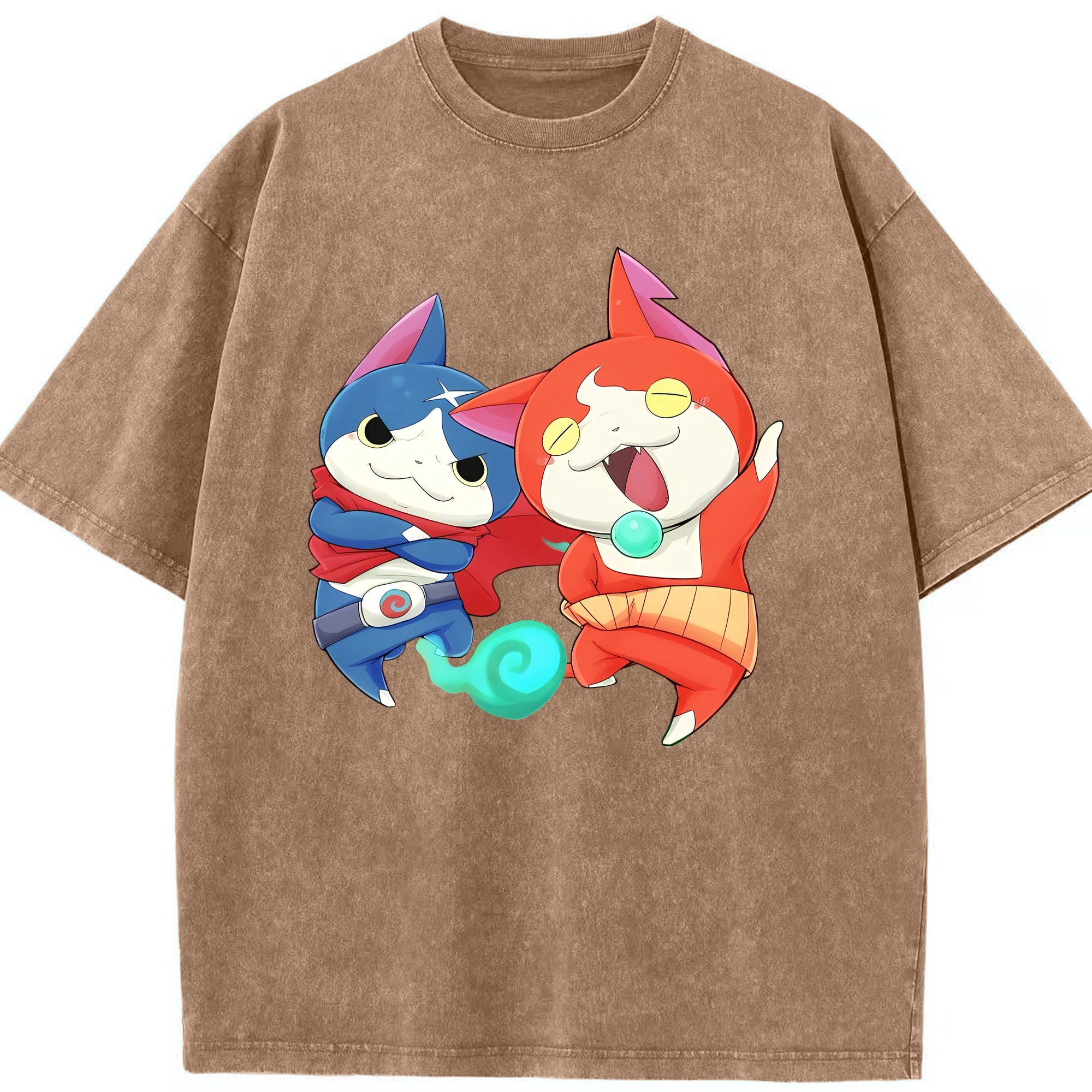 （画像用） 妖怪ウォッチ Yo-kai Watch 綿100% ヴィンテージ風 半袖Tシャツ（フロントプリント）