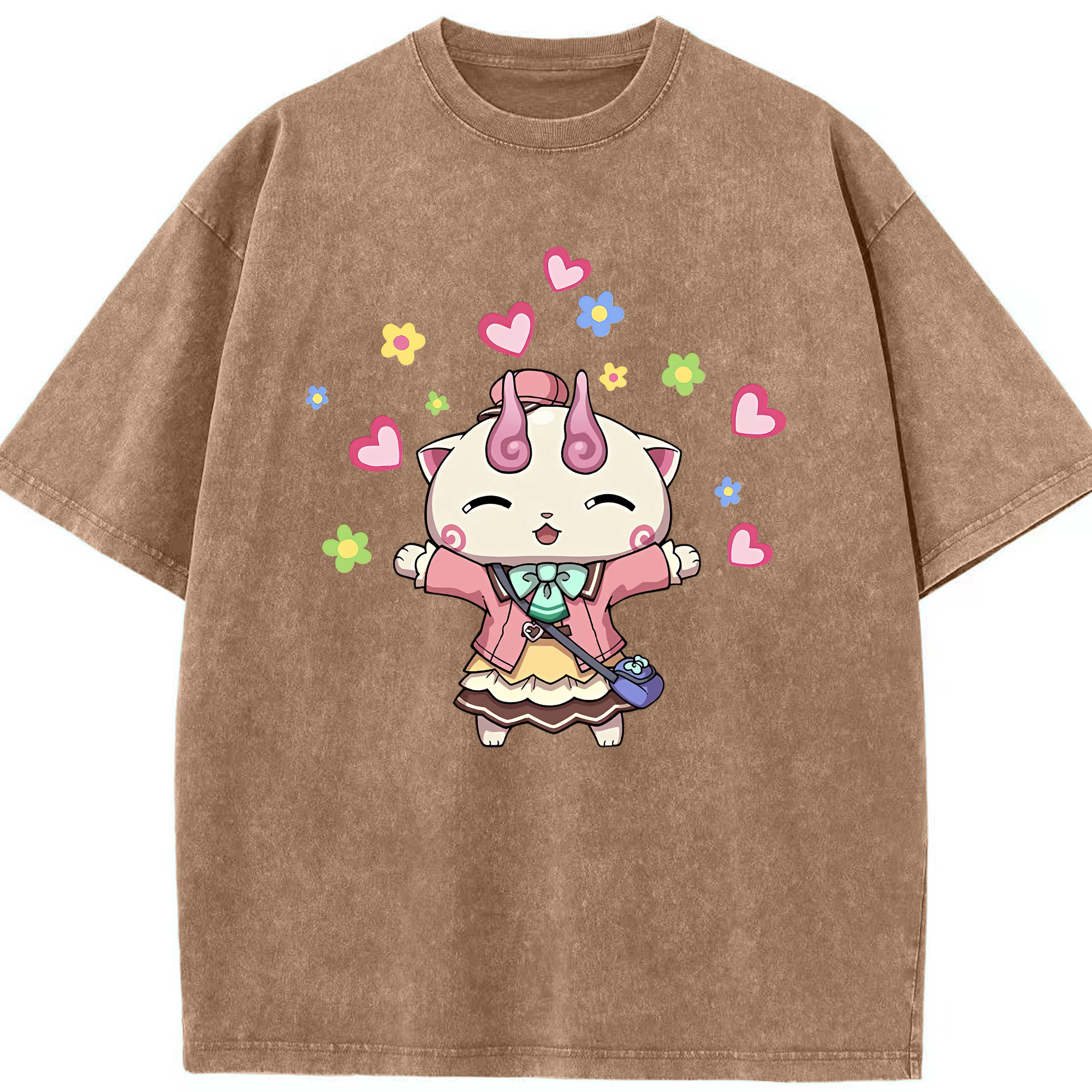 （画像用） 妖怪ウォッチ Yo-kai Watch 綿100% ヴィンテージ風 半袖Tシャツ（フロントプリント）