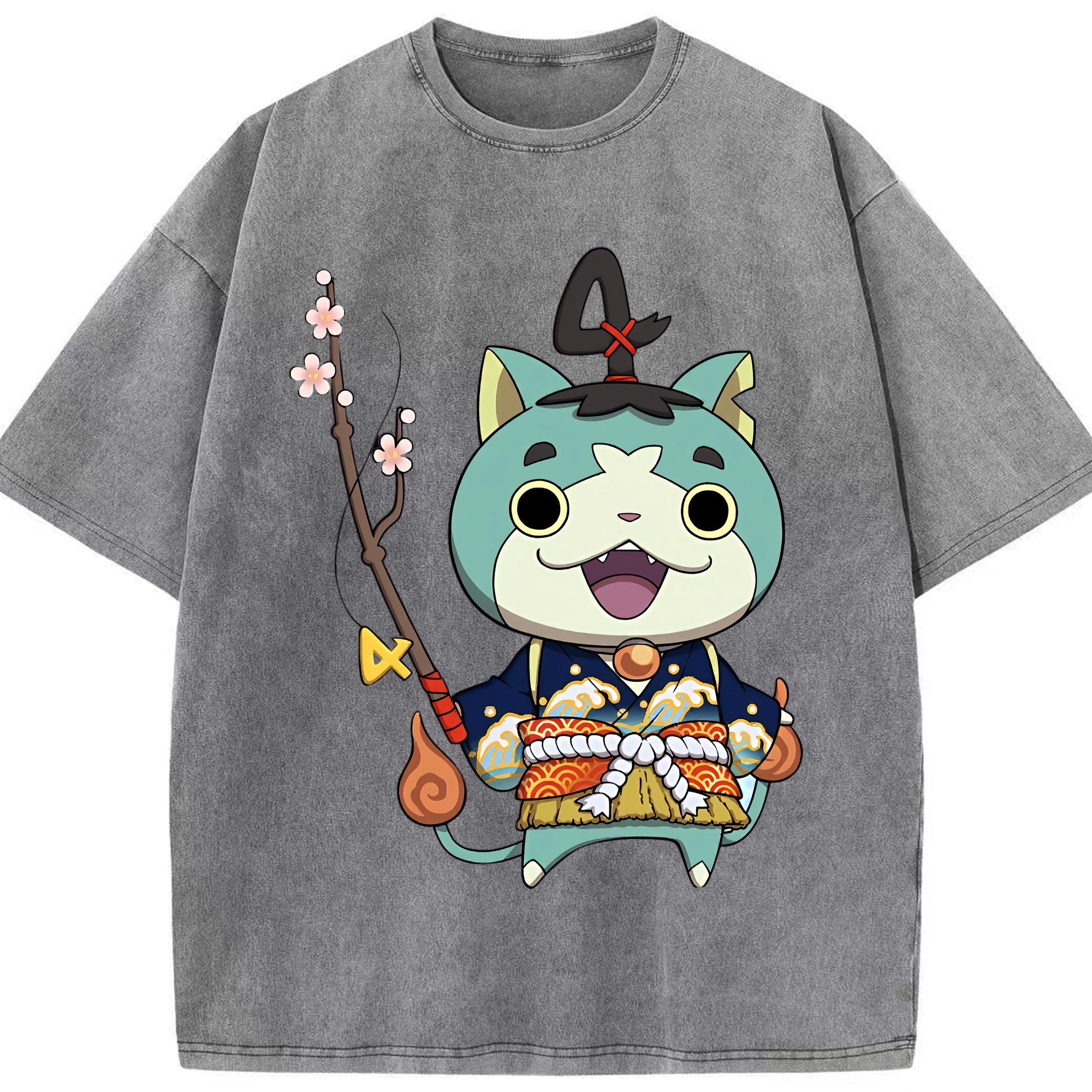 （画像用） 妖怪ウォッチ Yo-kai Watch 綿100% ヴィンテージ風 半袖Tシャツ（フロントプリント）