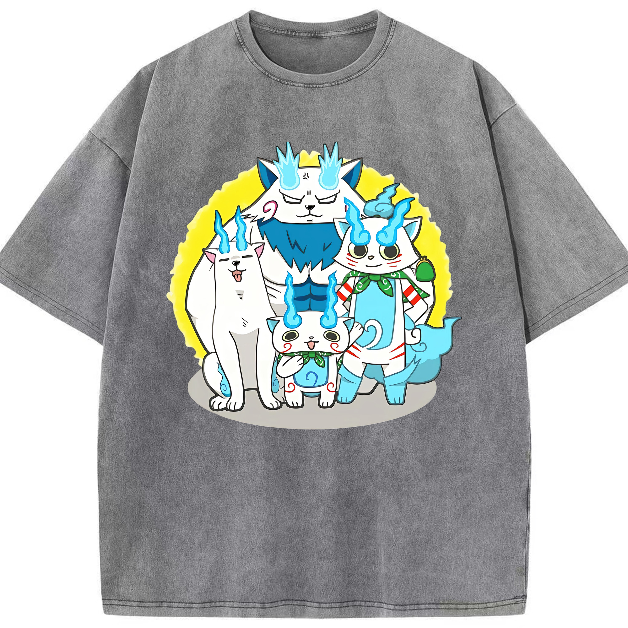（画像用） 妖怪ウォッチ Yo-kai Watch 綿100% ヴィンテージ風 半袖Tシャツ（フロントプリント）