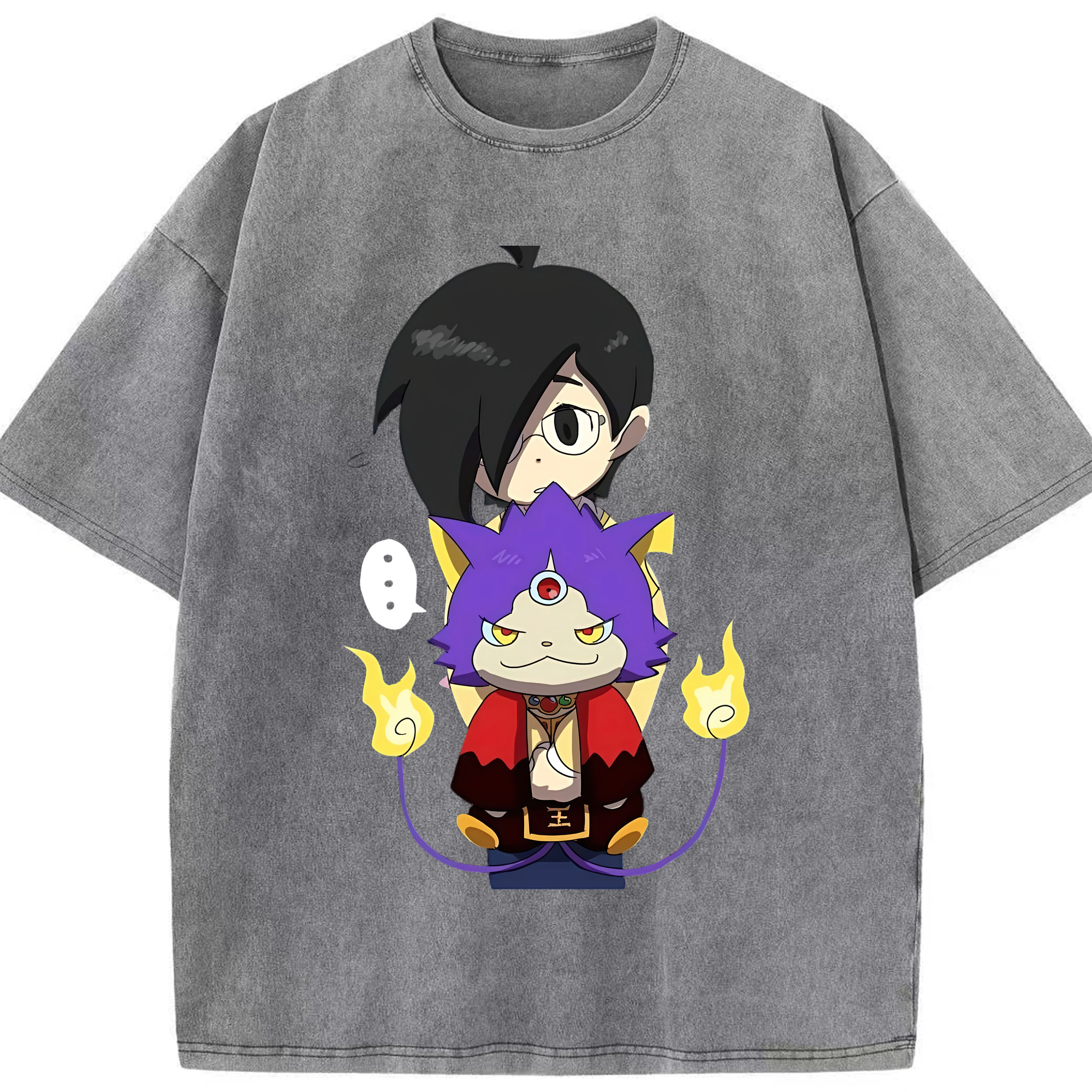（画像用） 妖怪ウォッチ Yo-kai Watch 綿100% ヴィンテージ風 半袖Tシャツ（フロントプリント）