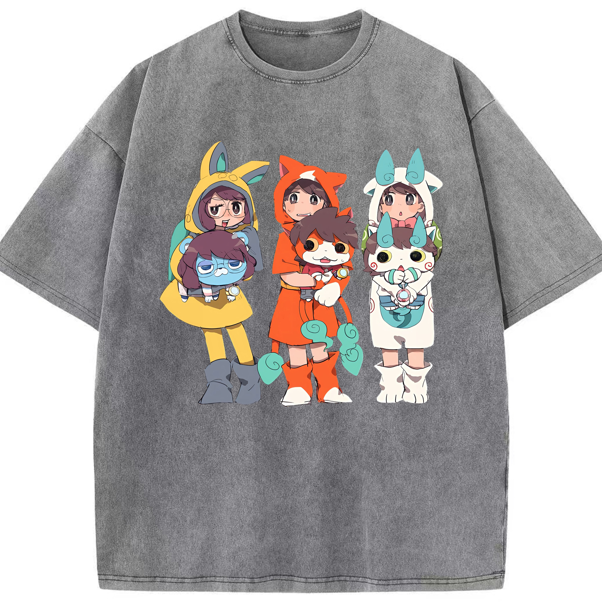 （画像用） 妖怪ウォッチ Yo-kai Watch 綿100% ヴィンテージ風 半袖Tシャツ（フロントプリント）