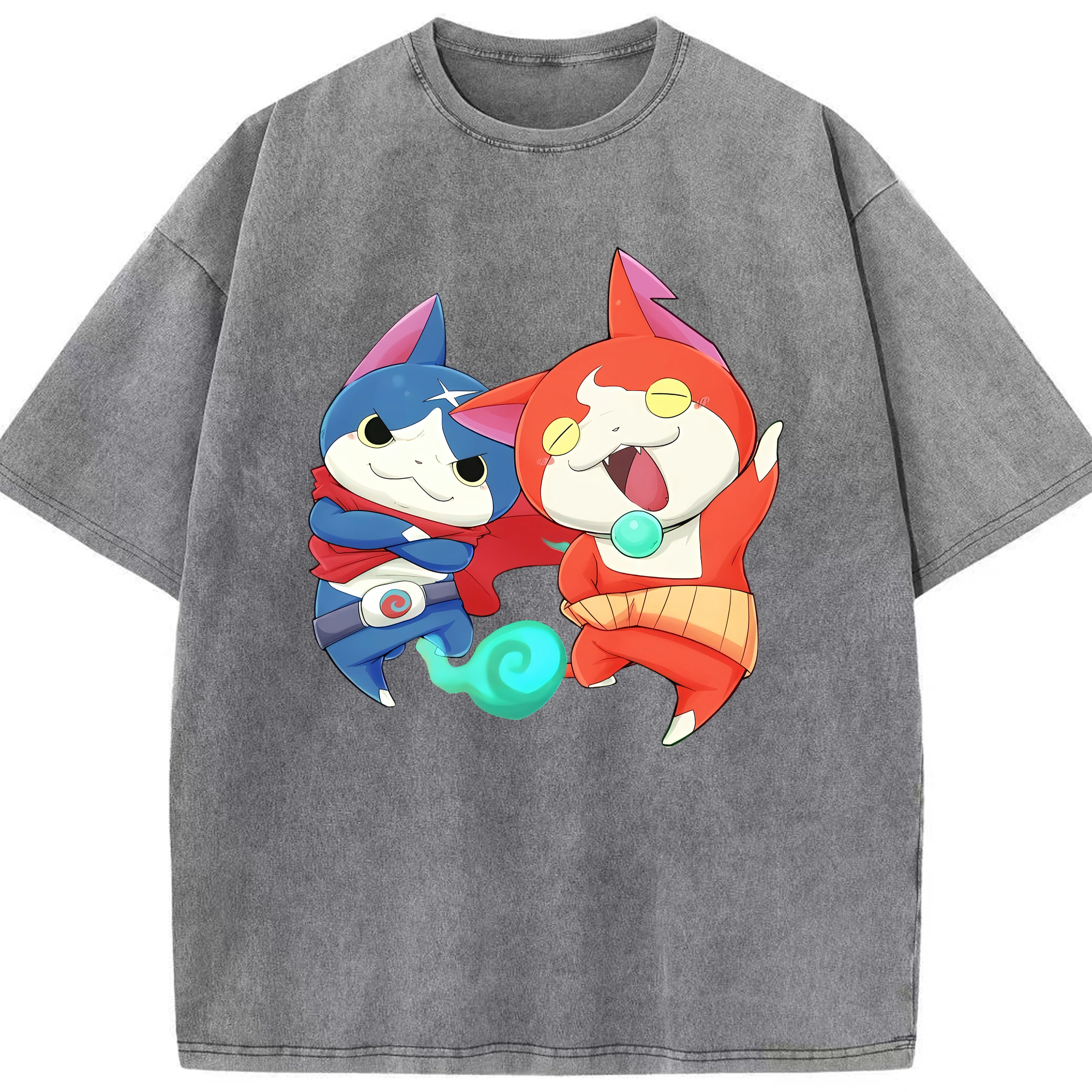 （画像用） 妖怪ウォッチ Yo-kai Watch 綿100% ヴィンテージ風 半袖Tシャツ（フロントプリント）