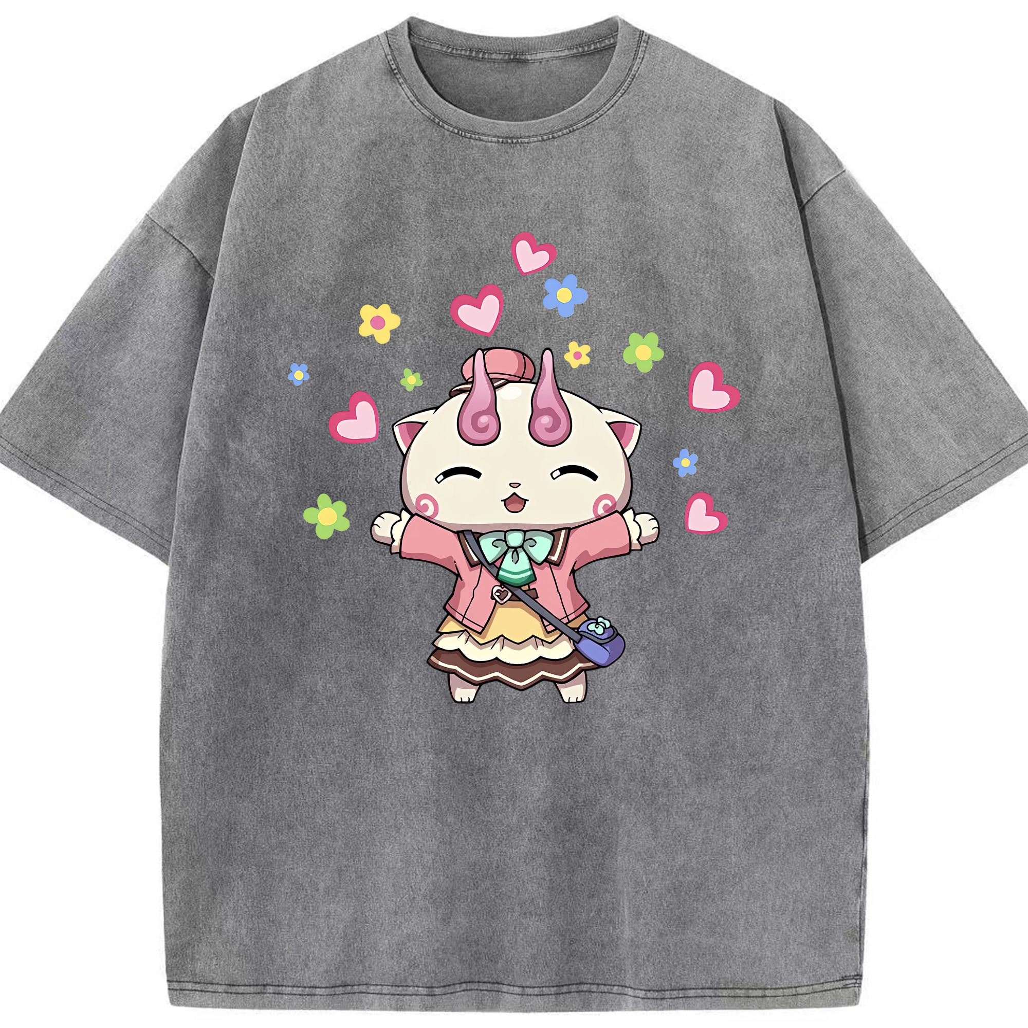 （画像用） 妖怪ウォッチ Yo-kai Watch 綿100% ヴィンテージ風 半袖Tシャツ（フロントプリント）