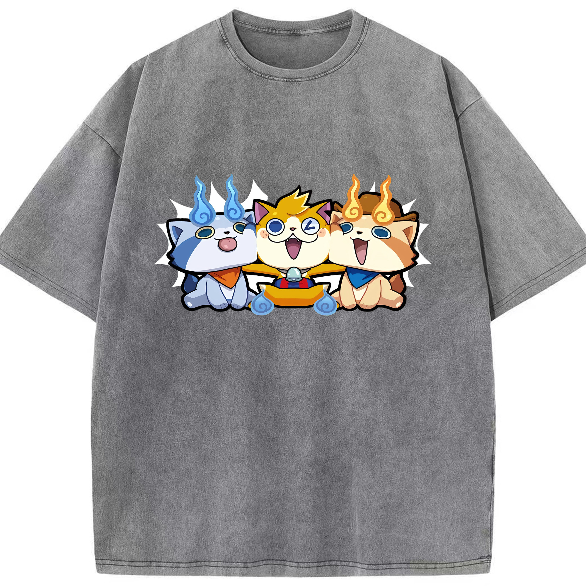 （画像用） 妖怪ウォッチ Yo-kai Watch 綿100% ヴィンテージ風 半袖Tシャツ（フロントプリント）