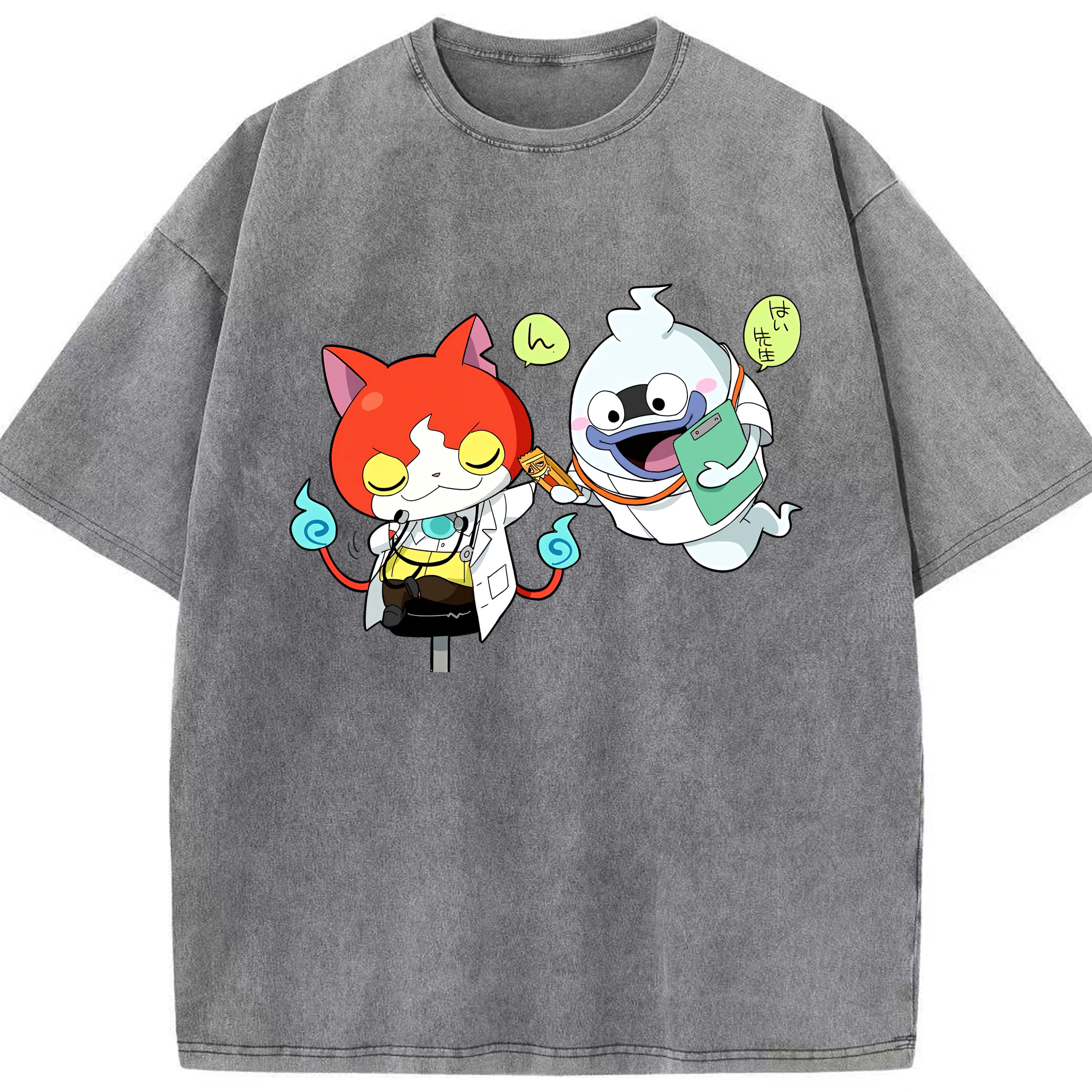 （画像用） 妖怪ウォッチ Yo-kai Watch 綿100% ヴィンテージ風 半袖Tシャツ（フロントプリント）