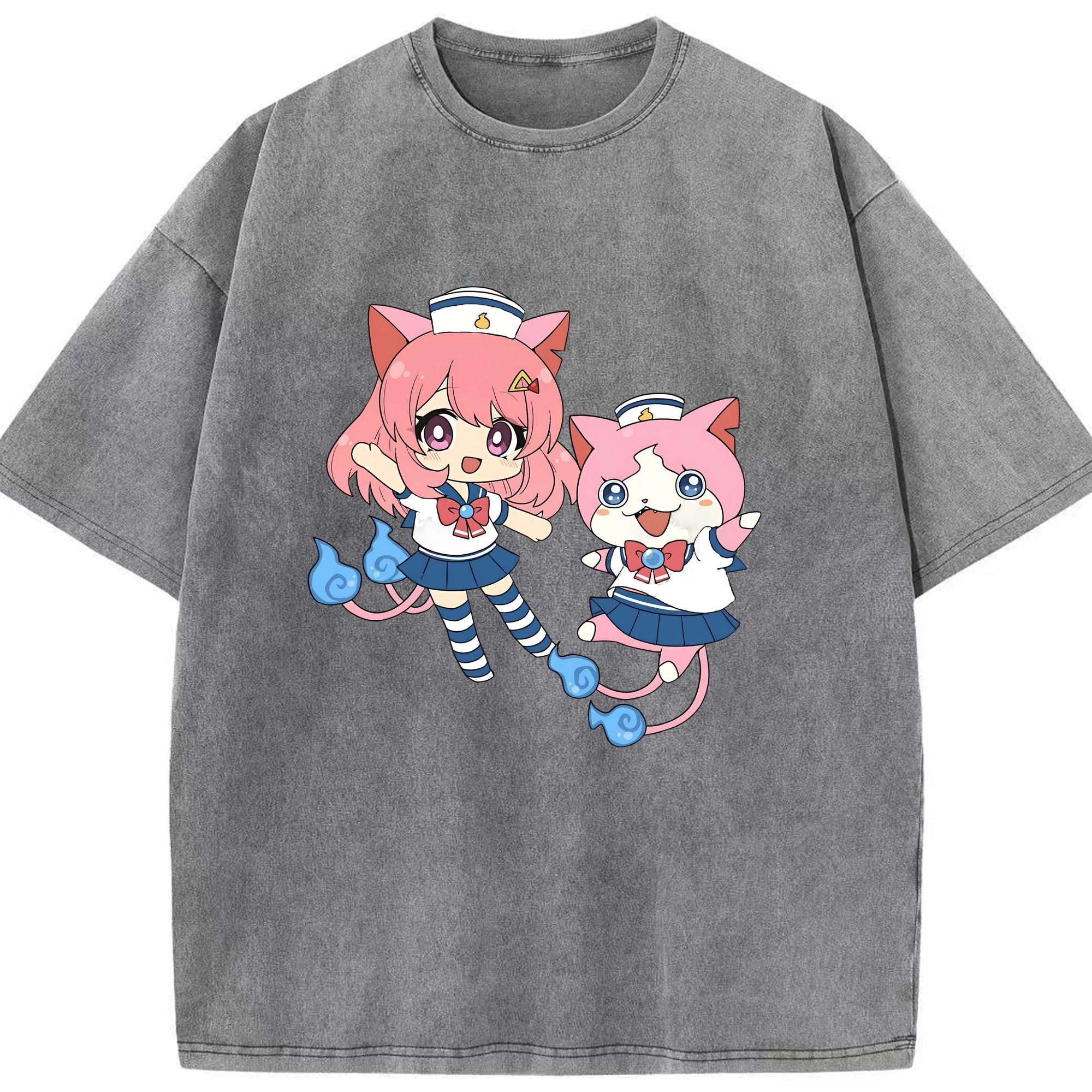 （画像用） 妖怪ウォッチ Yo-kai Watch 綿100% ヴィンテージ風 半袖Tシャツ（フロントプリント）