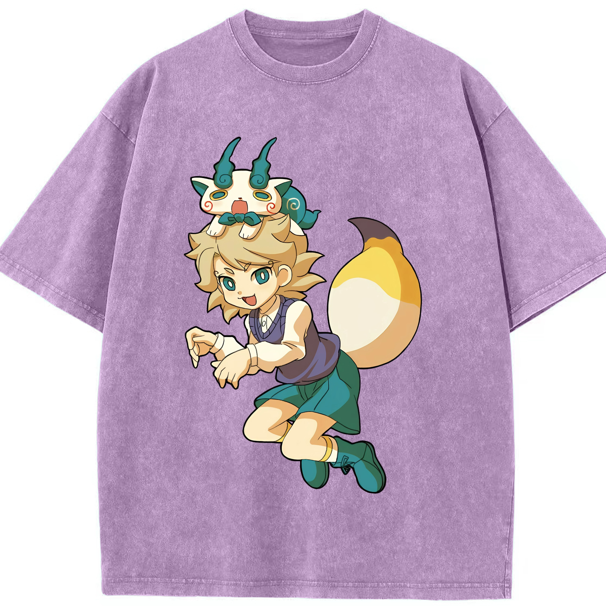 （画像用） 妖怪ウォッチ Yo-kai Watch 綿100% ヴィンテージ風 半袖Tシャツ（フロントプリント）