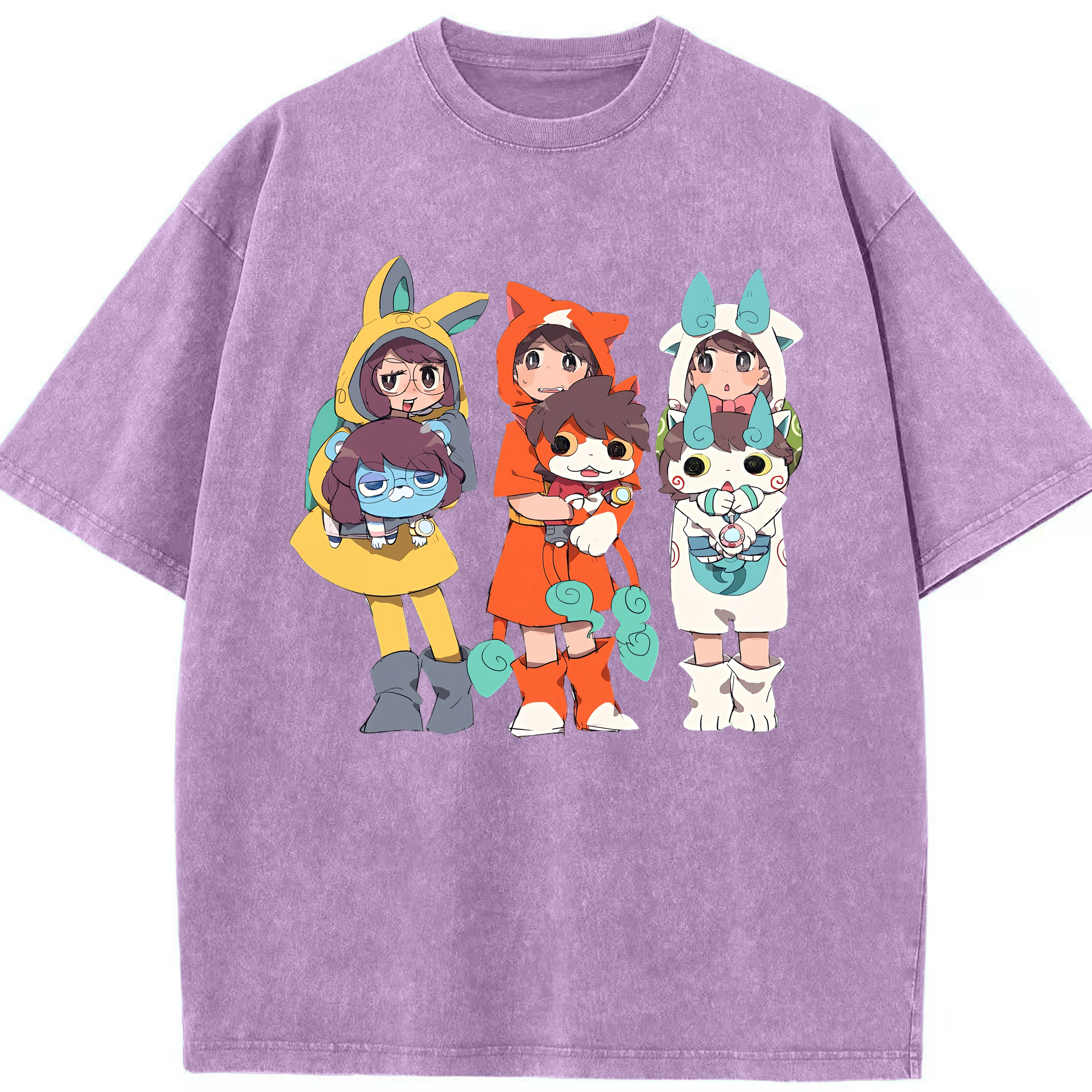（画像用） 妖怪ウォッチ Yo-kai Watch 綿100% ヴィンテージ風 半袖Tシャツ（フロントプリント）