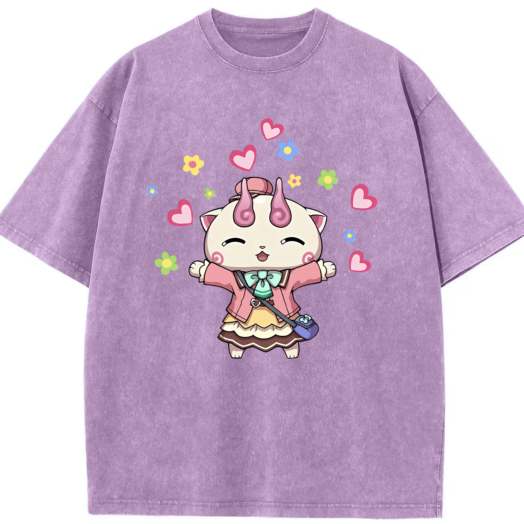 （画像用） 妖怪ウォッチ Yo-kai Watch 綿100% ヴィンテージ風 半袖Tシャツ（フロントプリント）