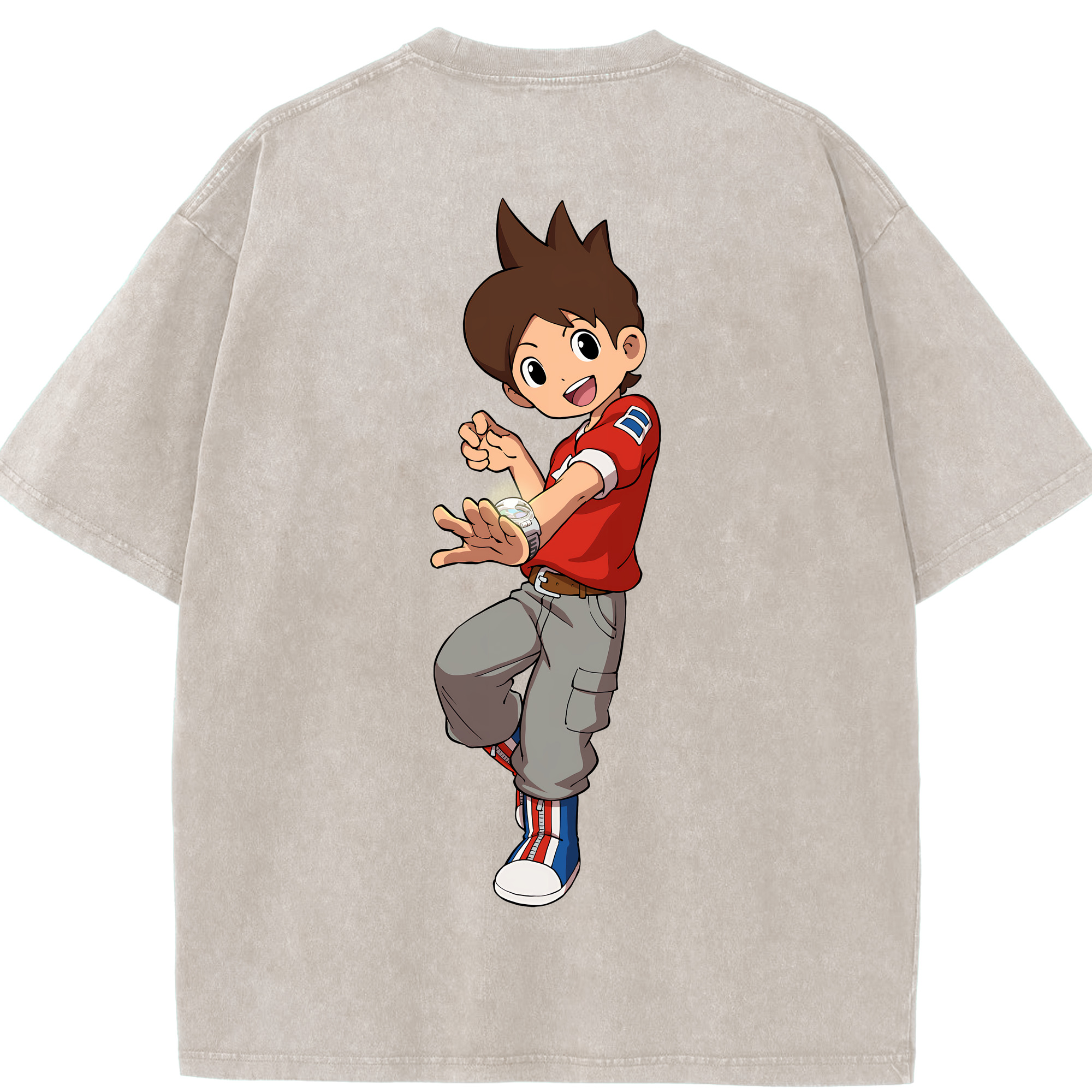 （画像用） 妖怪ウォッチ Yo-kai Watch 綿100% ヴィンテージ風 半袖Tシャツ（背面プリント）