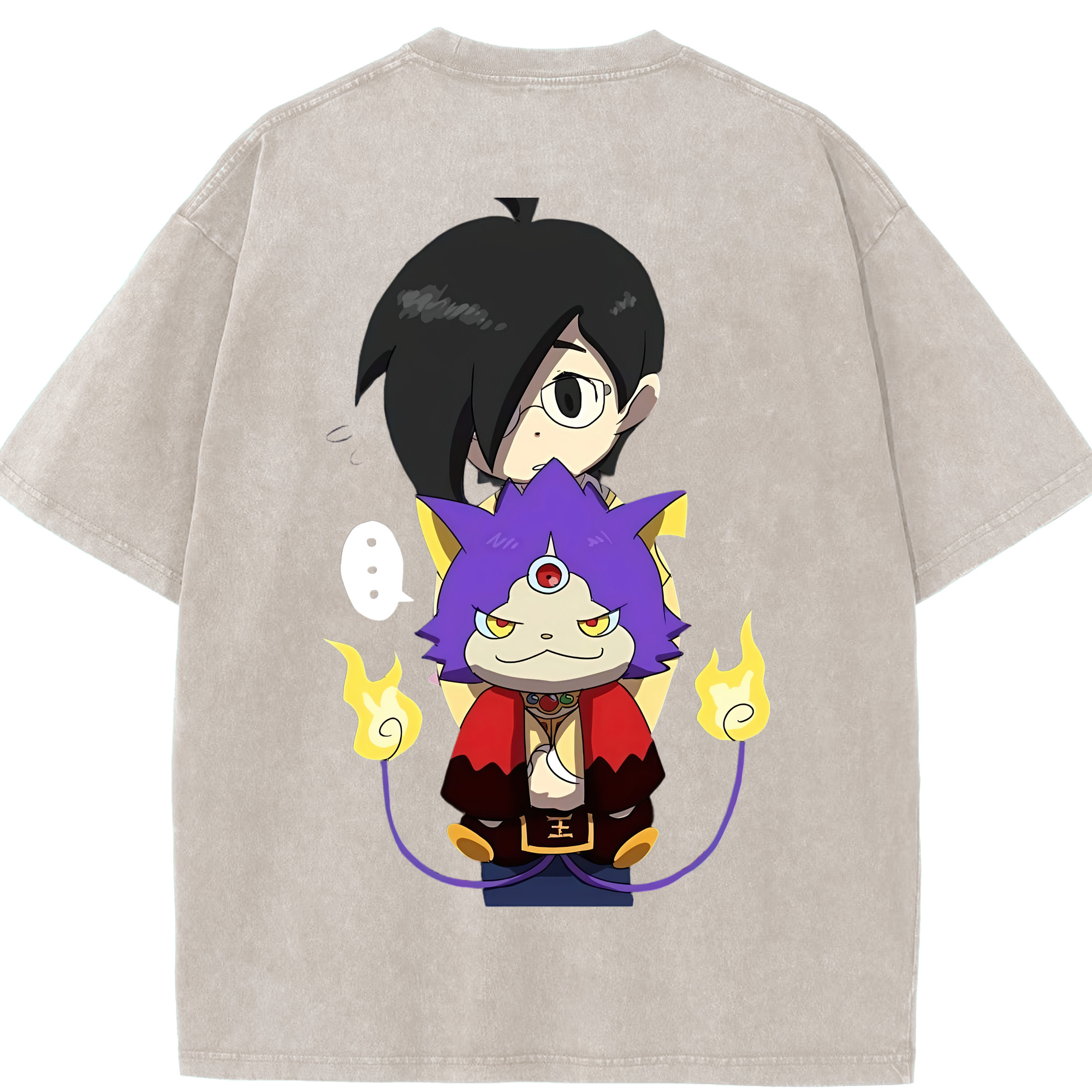 （画像用） 妖怪ウォッチ Yo-kai Watch 綿100% ヴィンテージ風 半袖Tシャツ（背面プリント）