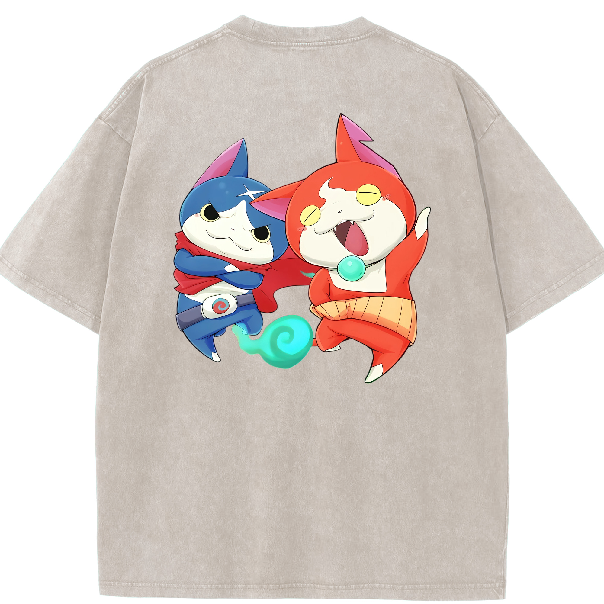 （画像用） 妖怪ウォッチ Yo-kai Watch 綿100% ヴィンテージ風 半袖Tシャツ（背面プリント）