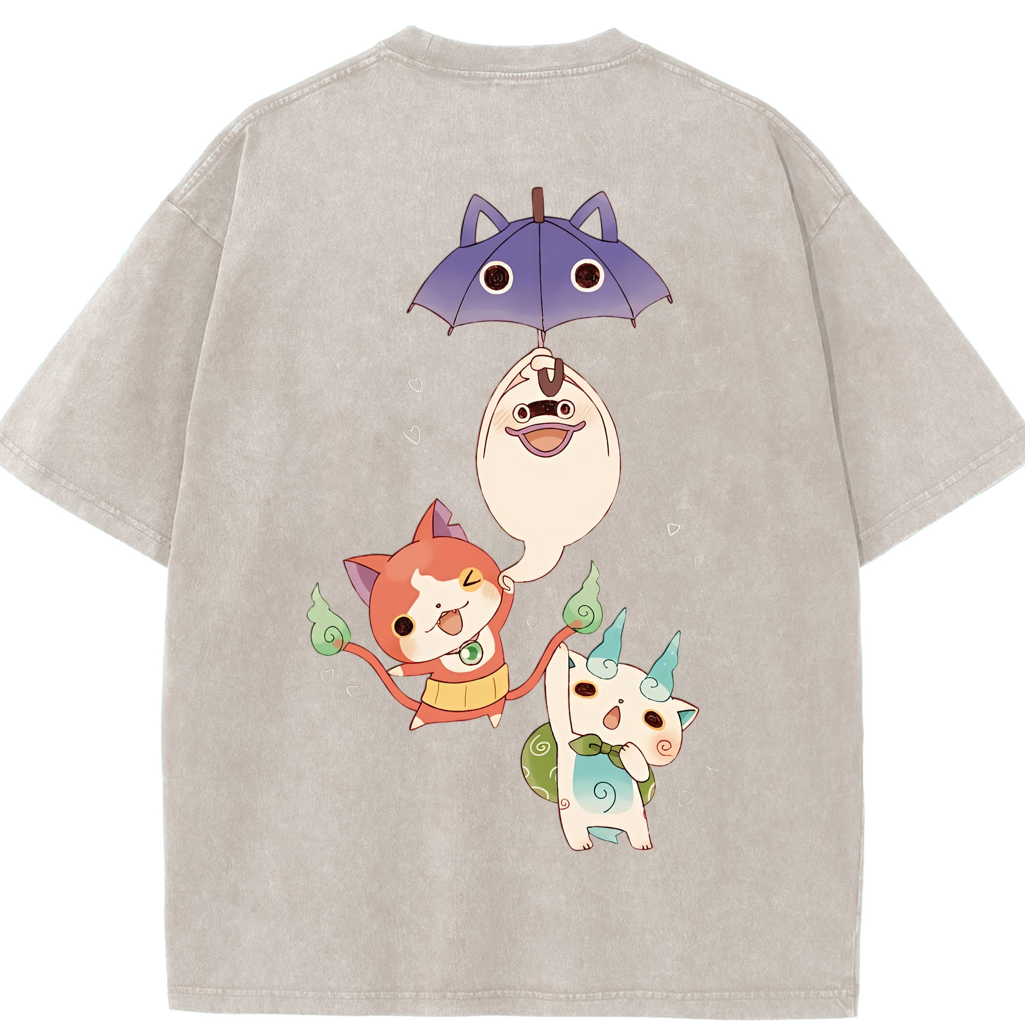 （画像用） 妖怪ウォッチ Yo-kai Watch 綿100% ヴィンテージ風 半袖Tシャツ（背面プリント）