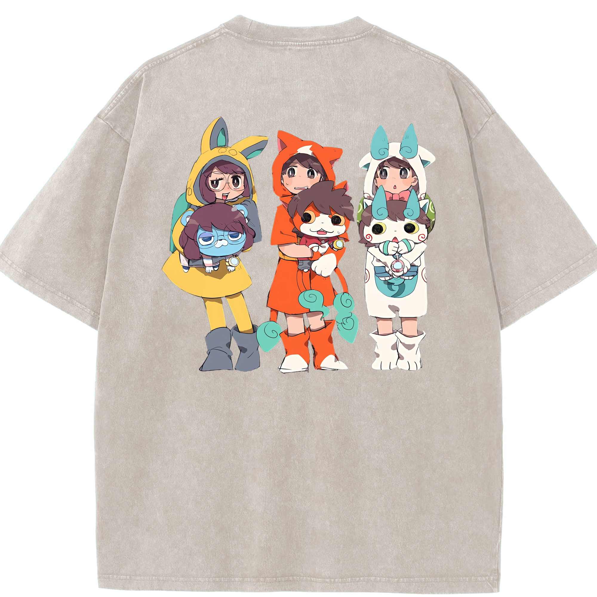 （画像用） 妖怪ウォッチ Yo-kai Watch 綿100% ヴィンテージ風 半袖Tシャツ（背面プリント）