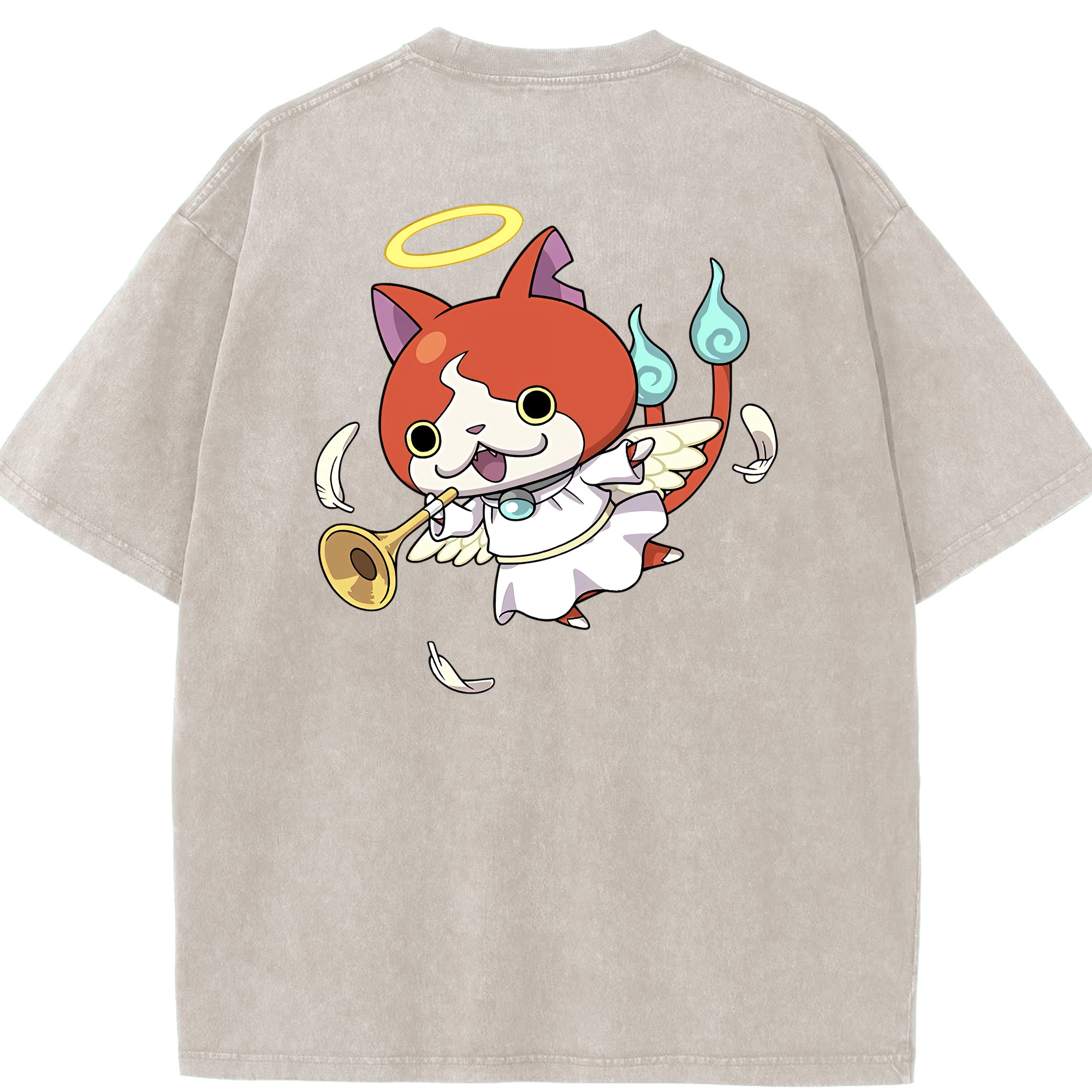 （画像用） 妖怪ウォッチ Yo-kai Watch 綿100% ヴィンテージ風 半袖Tシャツ（背面プリント）