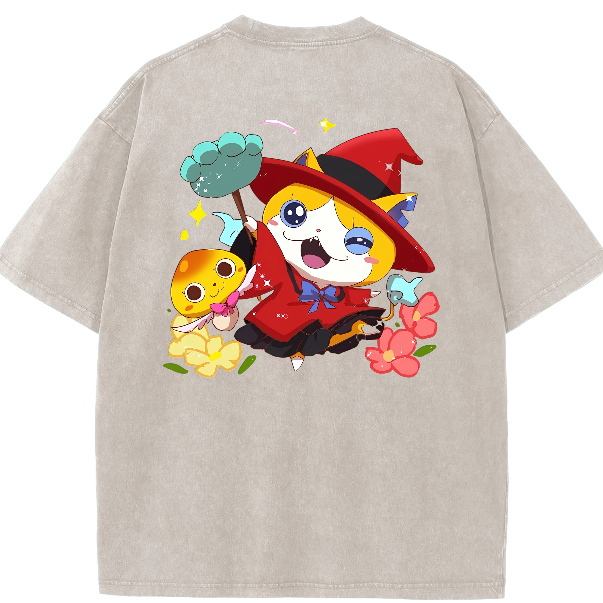 （画像用） 妖怪ウォッチ Yo-kai Watch 綿100% ヴィンテージ風 半袖Tシャツ（背面プリント）