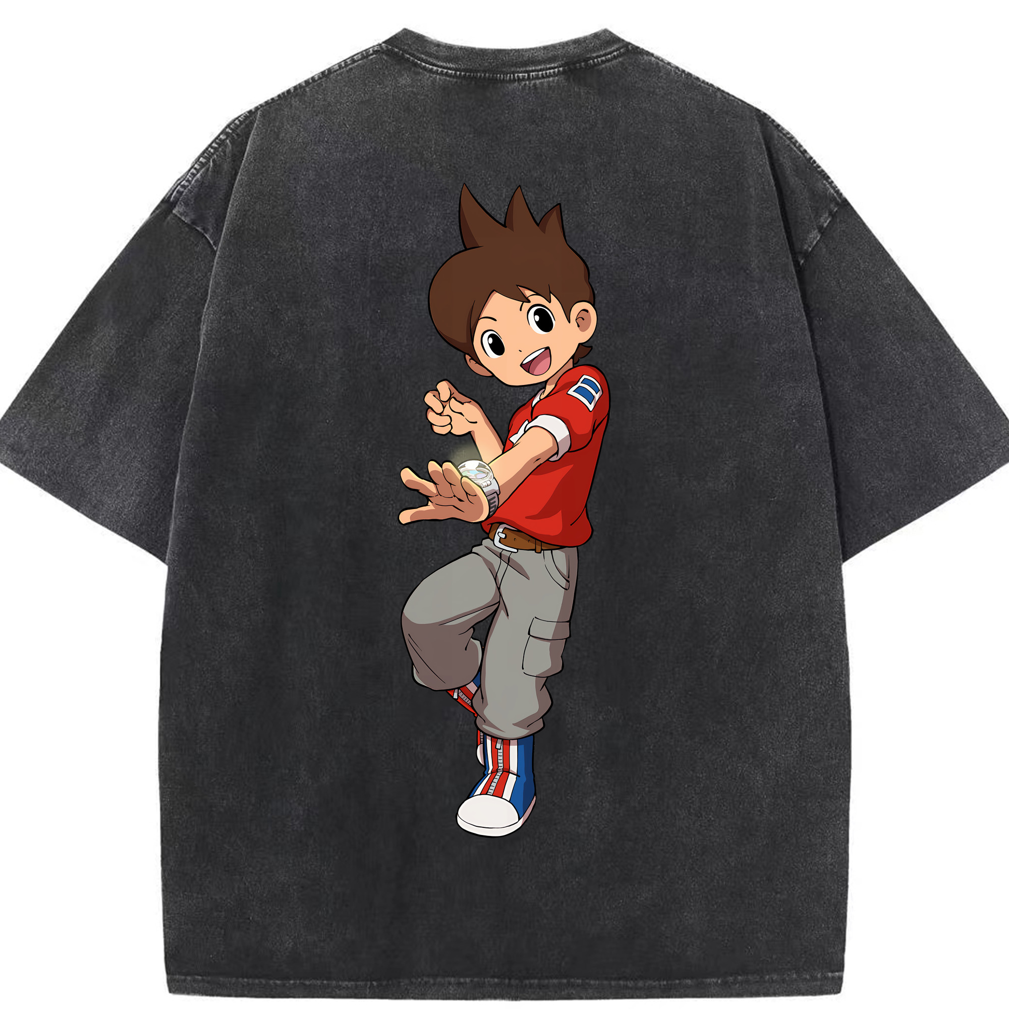 （画像用） 妖怪ウォッチ Yo-kai Watch 綿100% ヴィンテージ風 半袖Tシャツ（背面プリント）