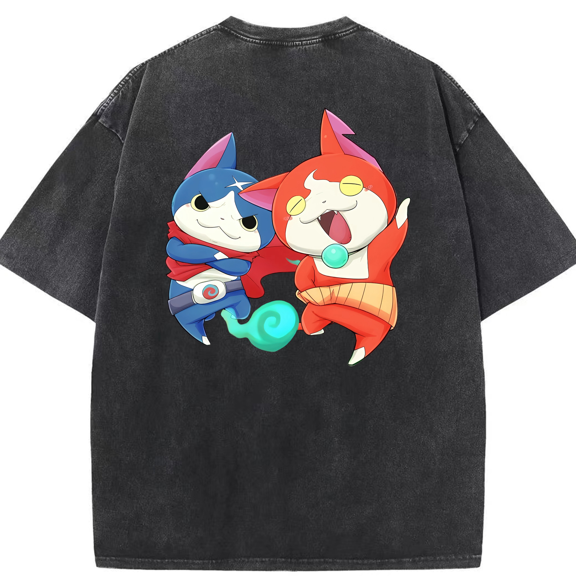 （画像用） 妖怪ウォッチ Yo-kai Watch 綿100% ヴィンテージ風 半袖Tシャツ（背面プリント）